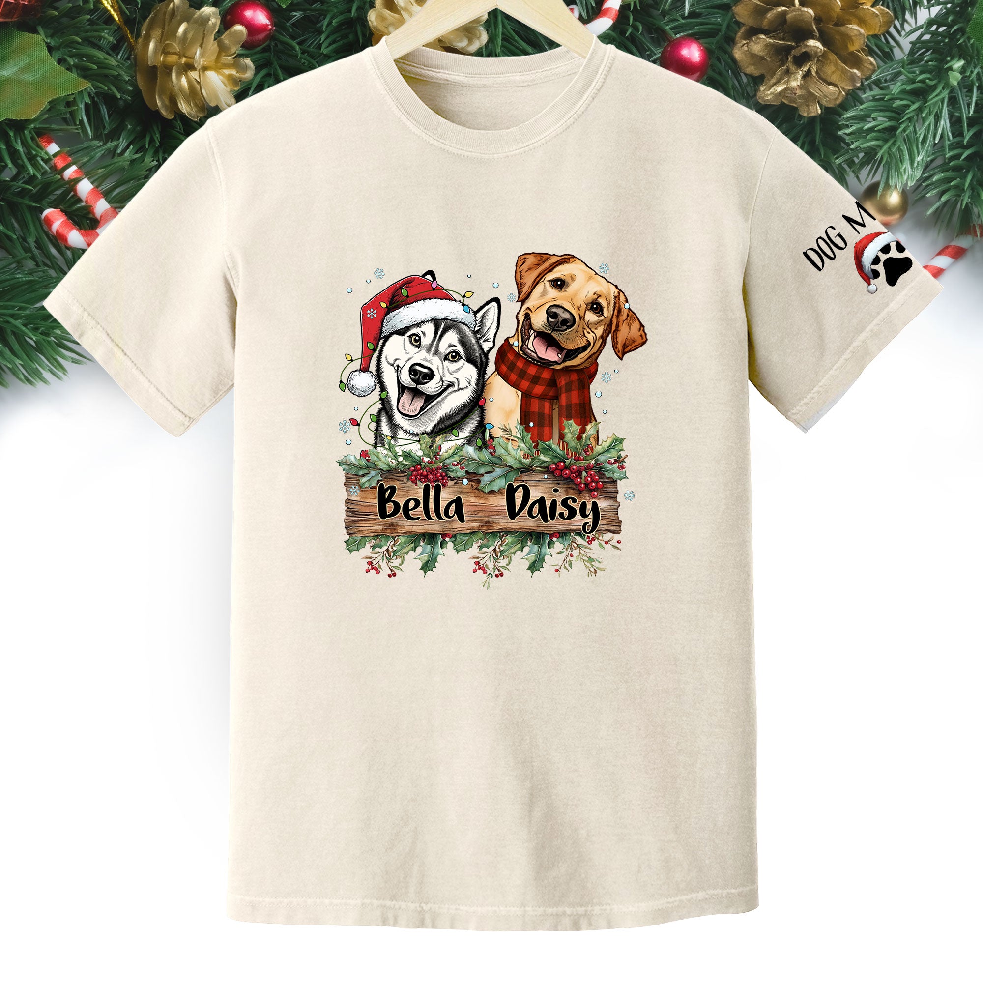 Christmas Dog T-Shirt – Custom Pet Photo Tee, Personalized Holiday Gift for Dog Lovers