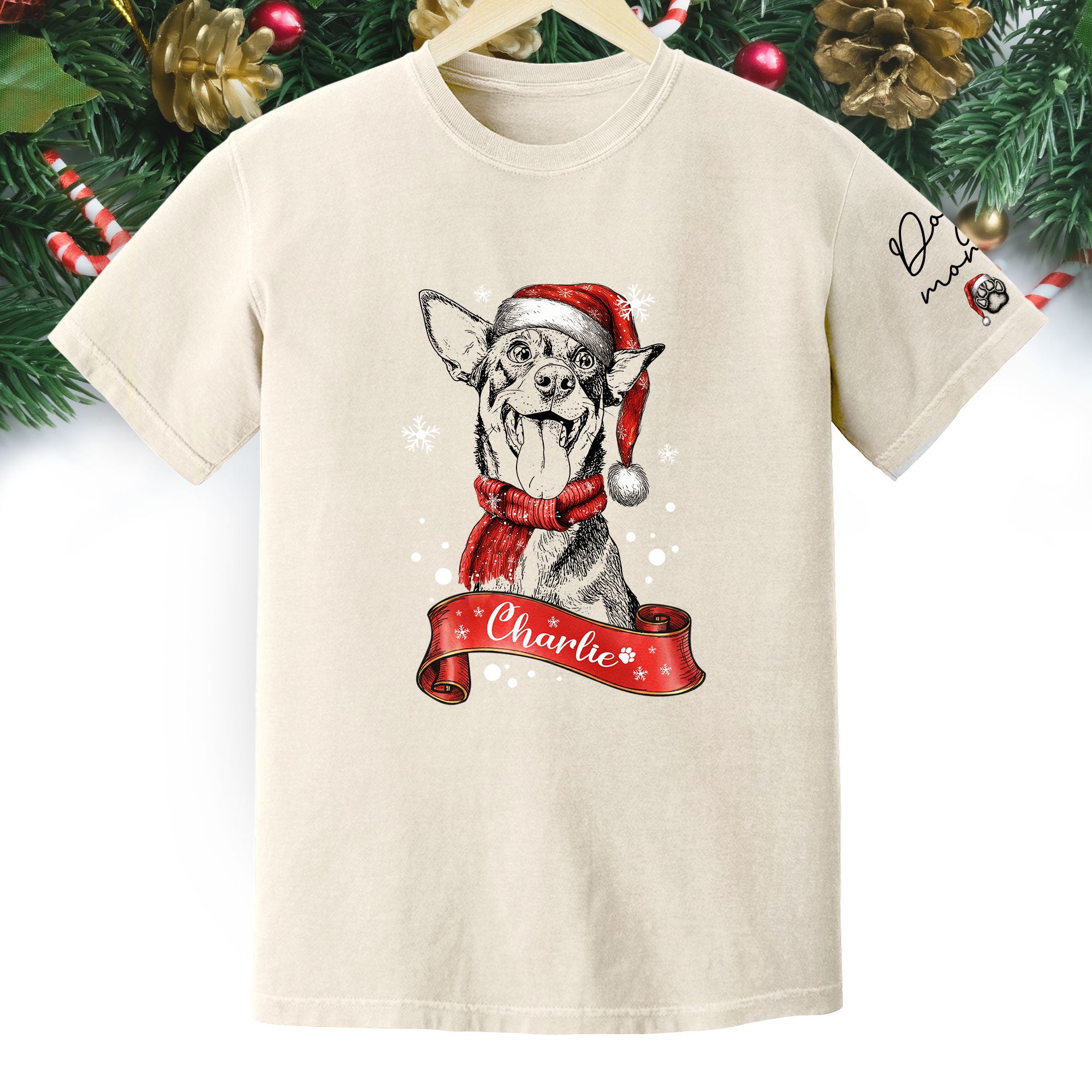 Christmas Dog T-Shirt – Custom Pet Photo Shirt, Funny Personalized Gift for Pet Lover