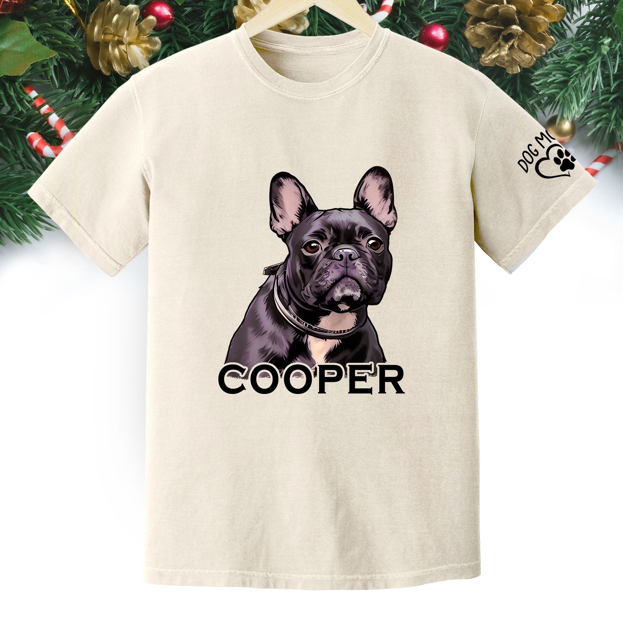 Custom Dog Mom T-Shirt – Personalized Pet Portrait & Name, Cute Dog Lover Gift