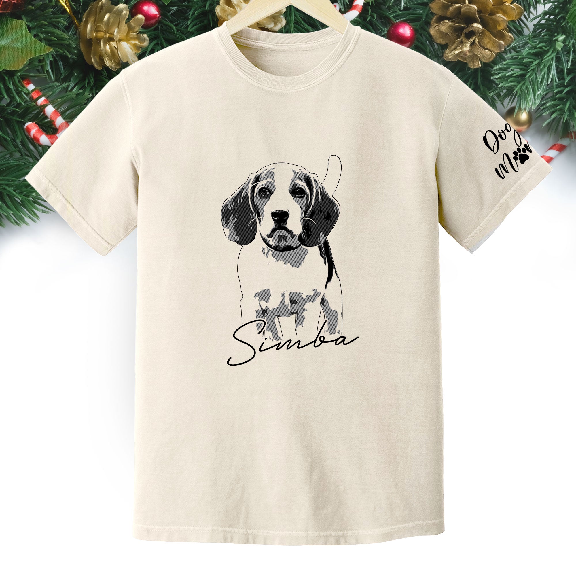 Custom Dog Lover T-Shirt with Name & Sleeve Print – Personalized Pet Graphic Tee