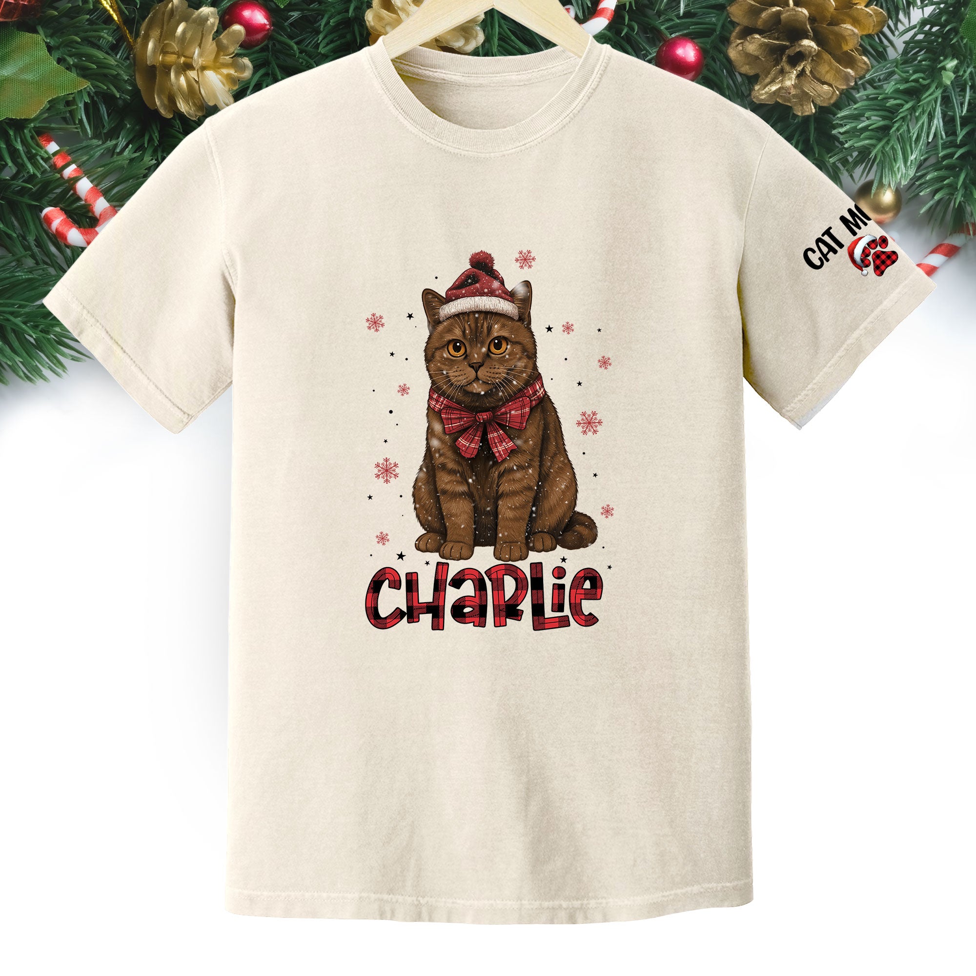 Personalized Cat Christmas Shirt – Custom Pet Photo Tee, Holiday Gift for Cat Mom