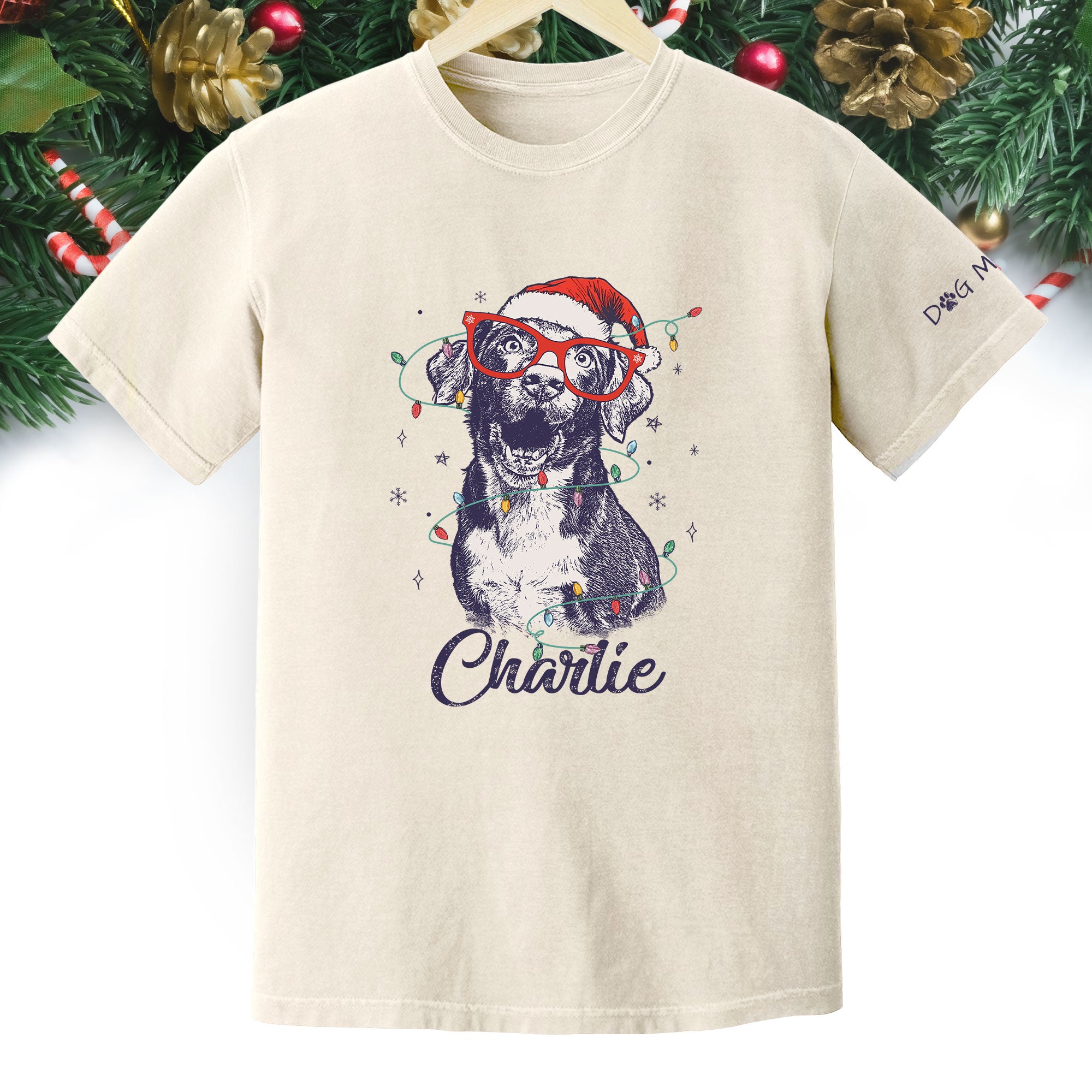 Personalized Dog Christmas Shirt – Custom Pet Photo Tee, Holiday Gift for Dog Mom