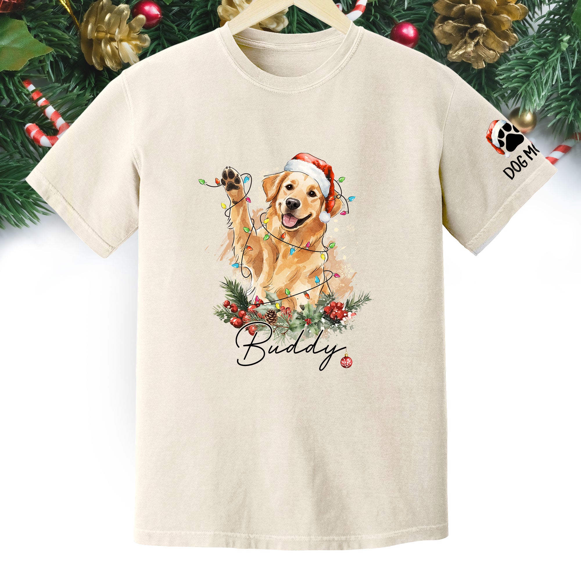 Custom Pet Photo T-Shirt – Personalized Dog Christmas Tee, Funny Gift for Dog Lovers