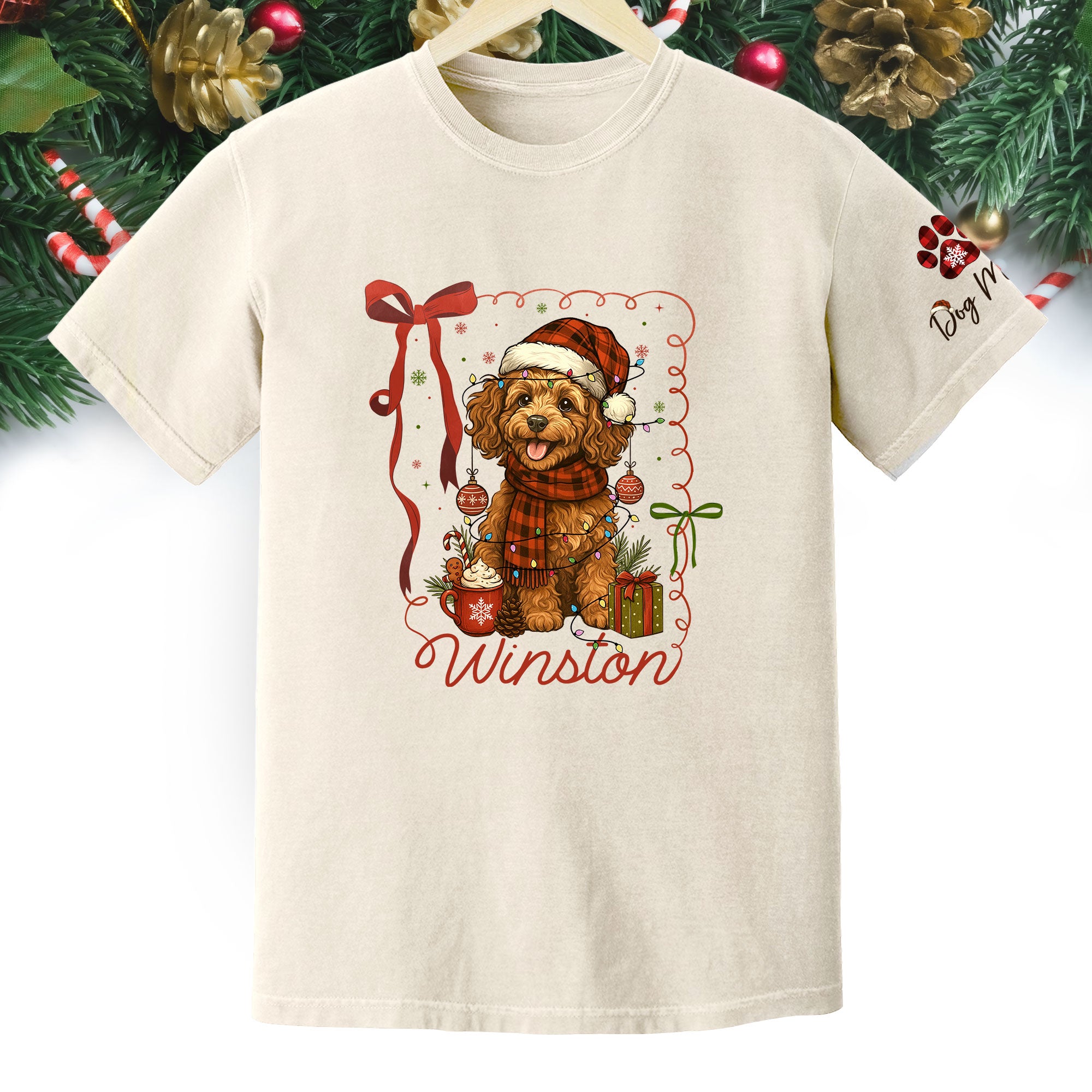 Dog Mom Christmas Shirt – Custom Pet Face T-Shirt, Personalized Holiday Gift Idea