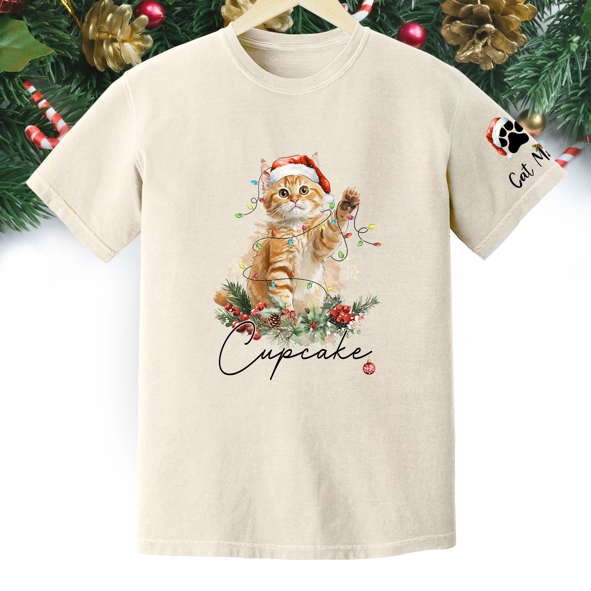 Custom Cat Lover T-Shirt – Personalized Pet Photo Christmas Shirt, Cute Gift for Pet Lovers