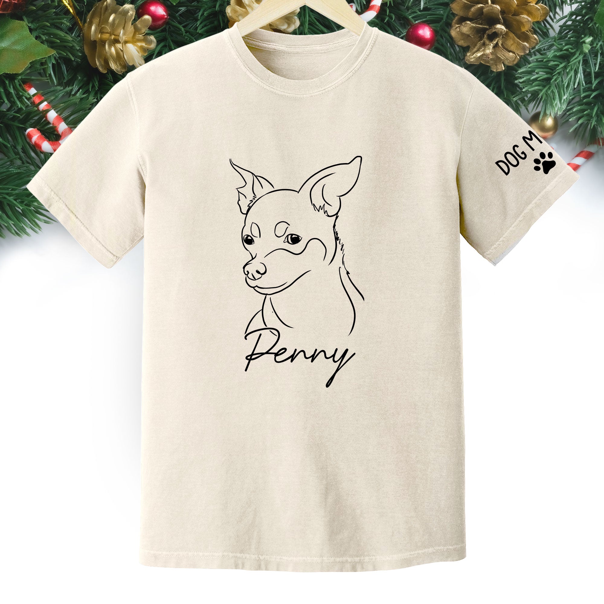 Personalized Dog Mom T-Shirt – Custom Dog Line Art Tee with Pet Name, Unique Gift for Dog Lovers