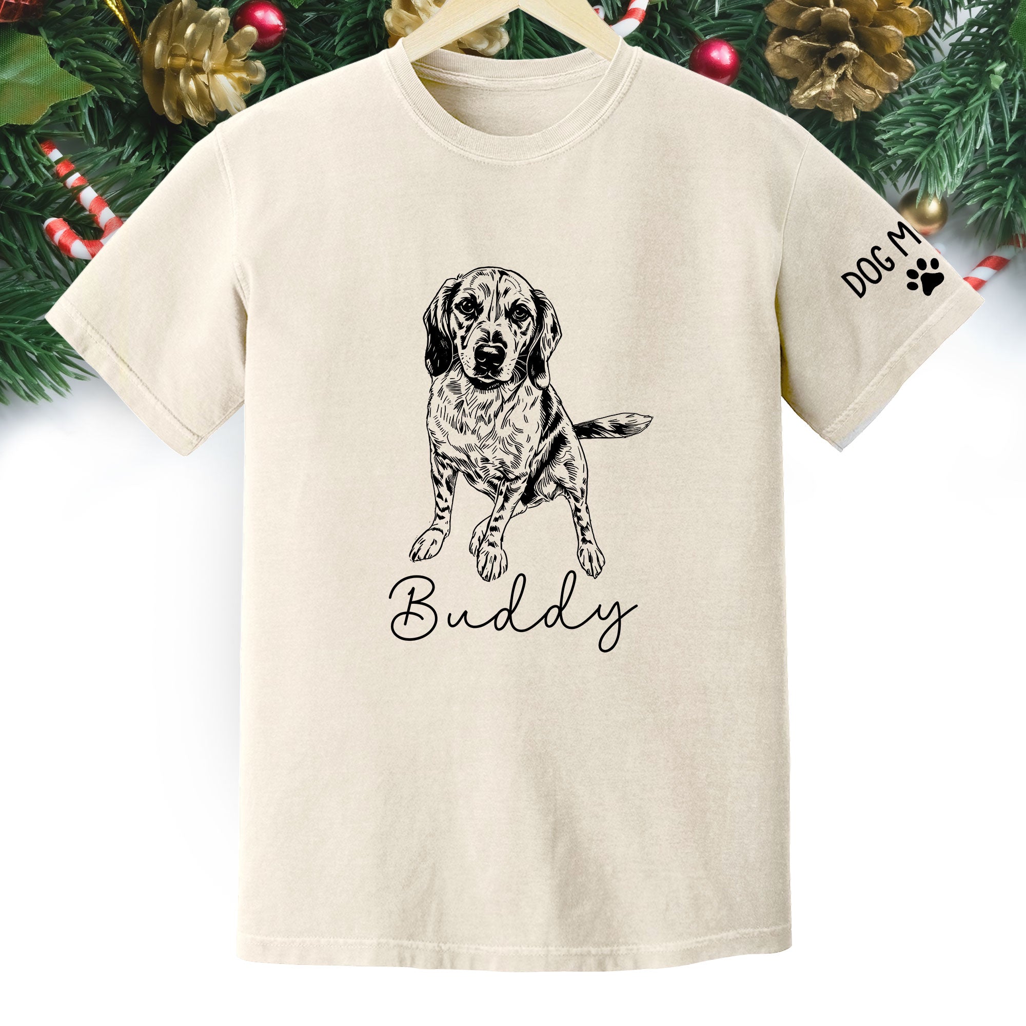 Personalized Dog Mom T-Shirt, Custom Dog Line Art Tee with Pet Name, Unique Gift for Dog Lovers