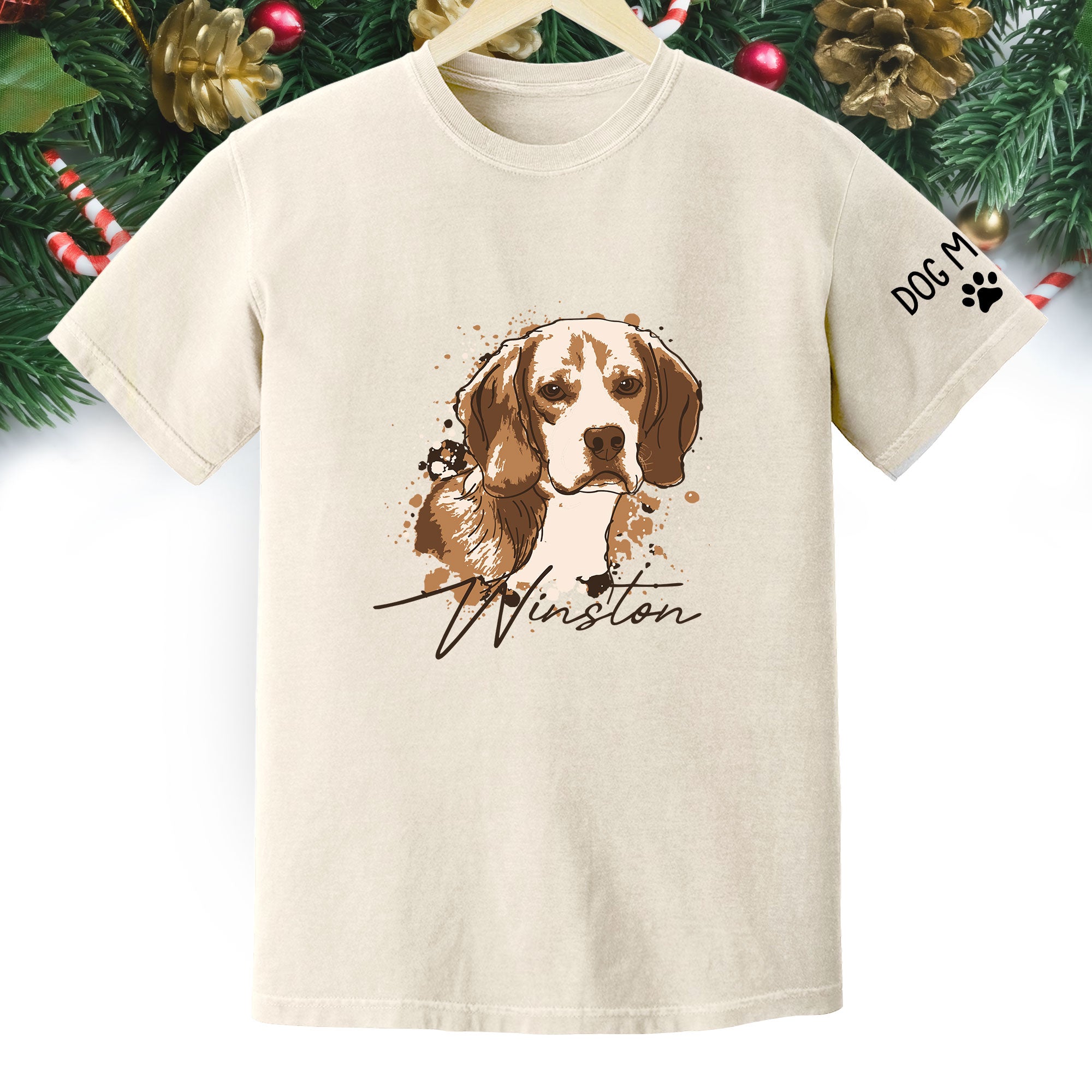 Personalized Dog Mom T-Shirt – Custom Dog Portrait Shirt with Pet Photo & Name, Unique Gift for Pet Lovers