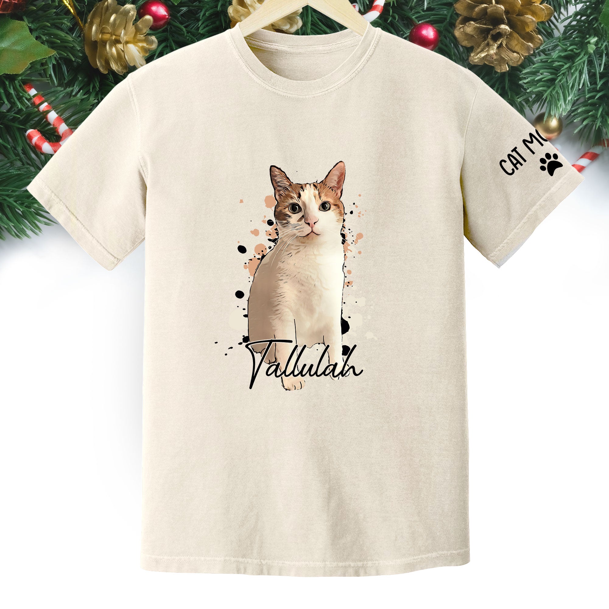 Personalized Cat Mom T-Shirt – Custom Cat Photo Shirt with Pet Name, Unique Gift for Cat Lovers
