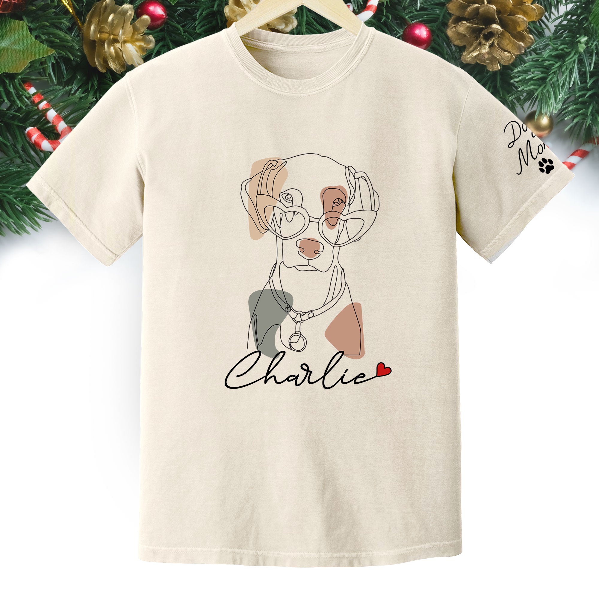 Christmas Dog Mom T-Shirt – Personalized Pet Photo Shirt, Custom Holiday Gift for Women