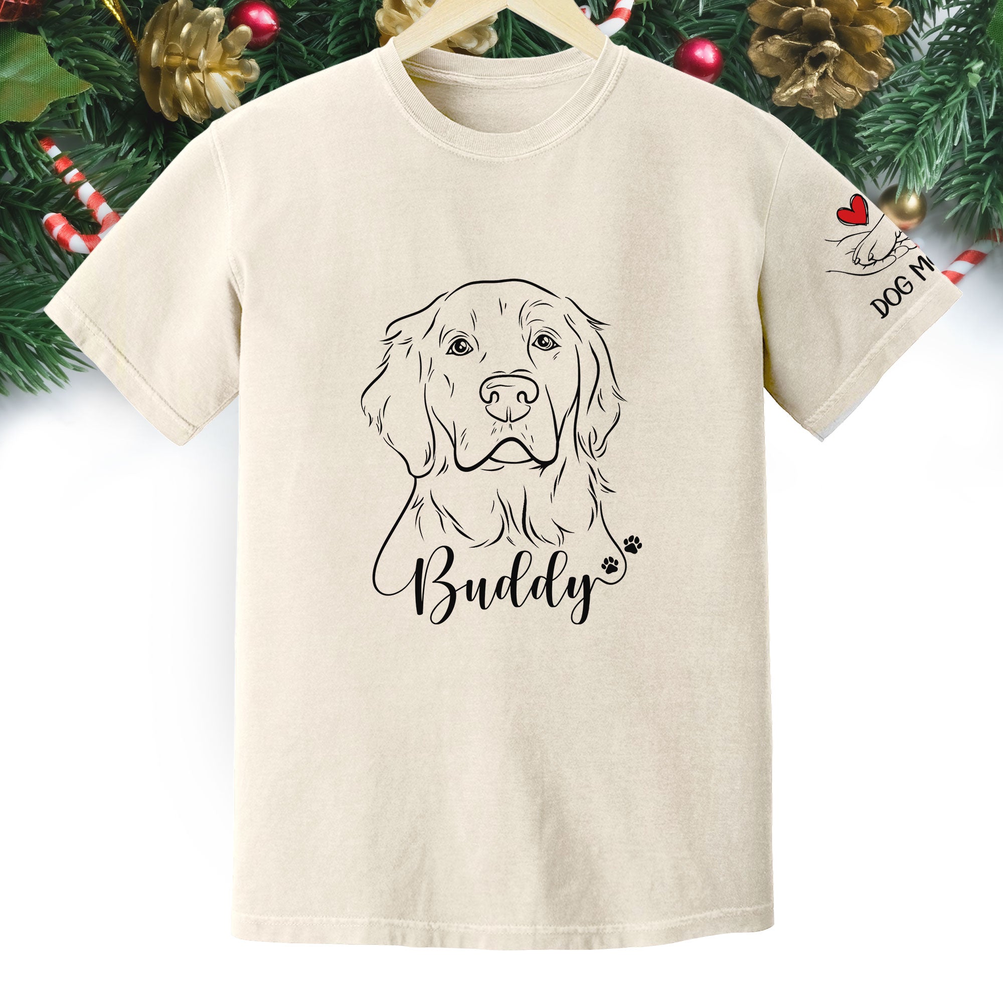 Custom Dog Mom T-Shirt – Personalized Line Art Dog Drawing, Unique Gift for Pet Lovers
