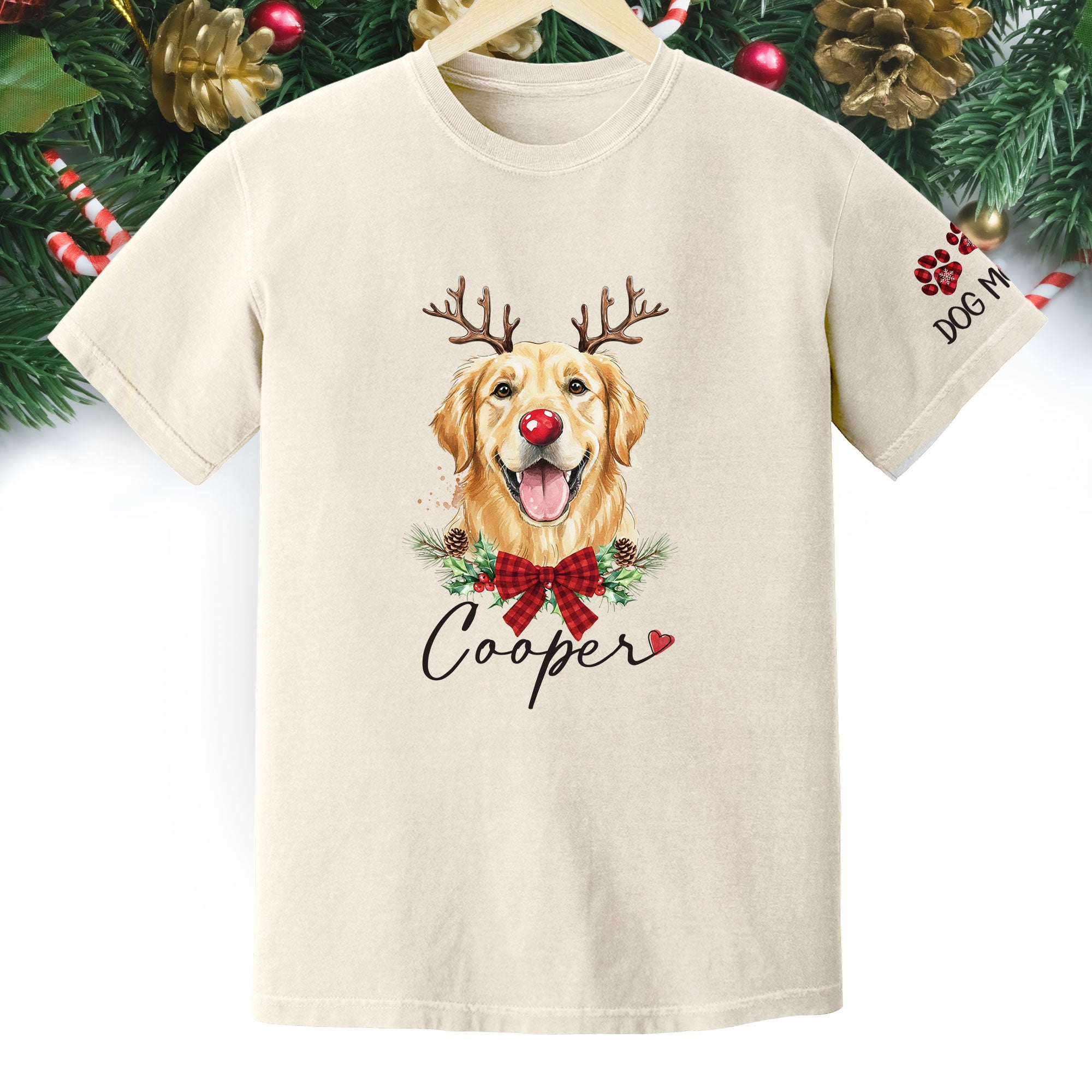 Dog Mom Christmas T-Shirt – Cute Personalized Holiday Tee for Pet Lovers
