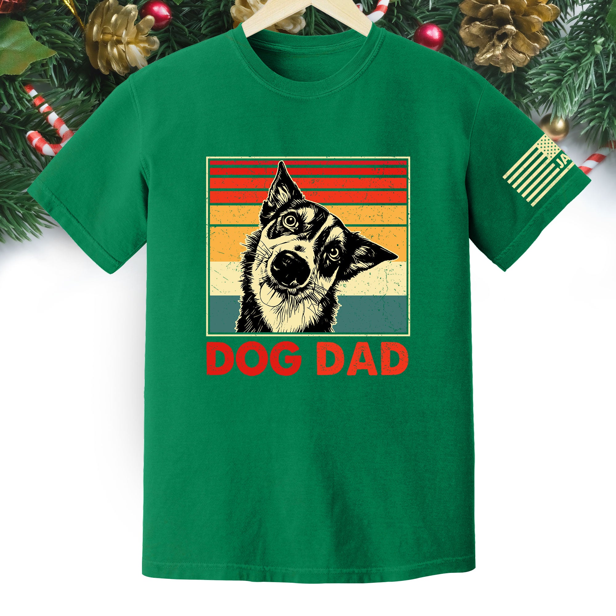 Custom Dog Dad T-Shirt – Personalized Pet Portrait Vintage Tee, Unique Gift for Dog Lovers