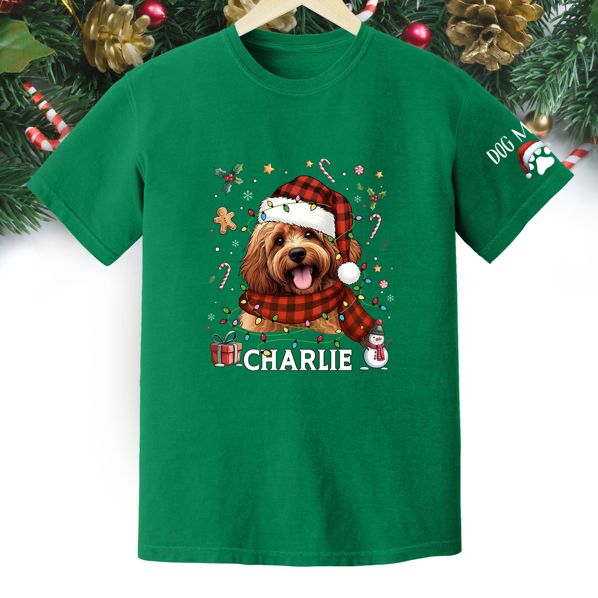 Custom Dog Christmas T-Shirt – Personalized Pet Photo Shirt, Holiday Gift for Dog Mom