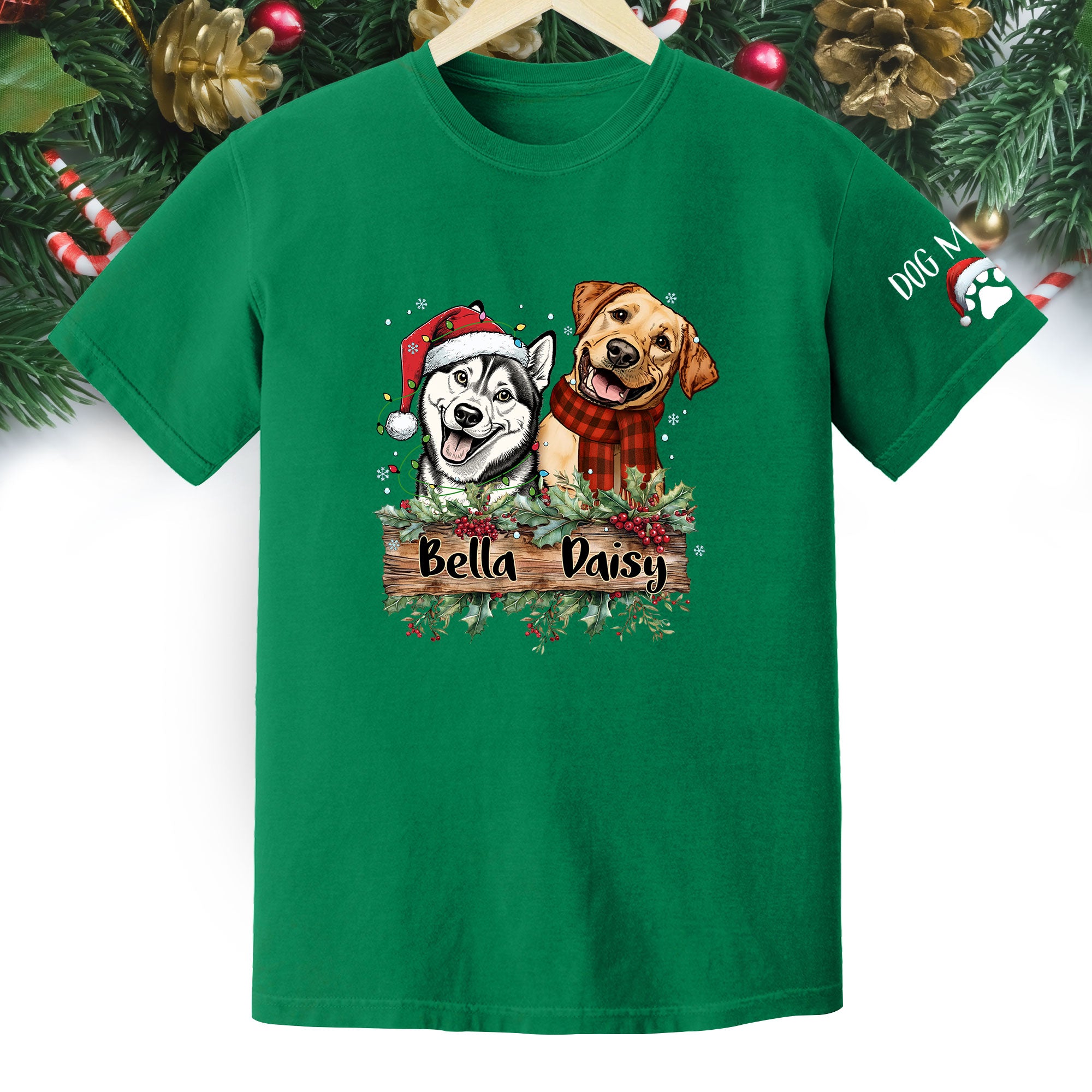 Christmas Dog T-Shirt – Custom Pet Photo Tee, Personalized Holiday Gift for Dog Lovers