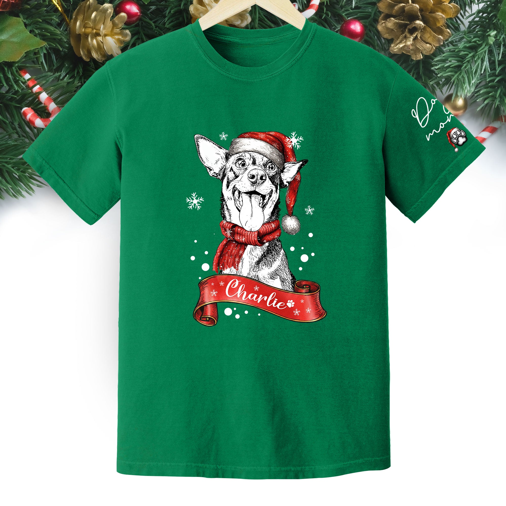 Christmas Dog T-Shirt – Custom Pet Photo Shirt, Funny Personalized Gift for Pet Lover