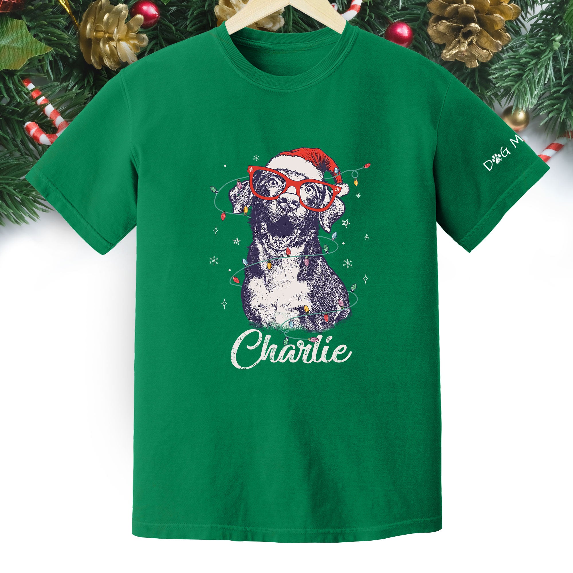 Personalized Dog Christmas Shirt – Custom Pet Photo Tee, Holiday Gift for Dog Mom