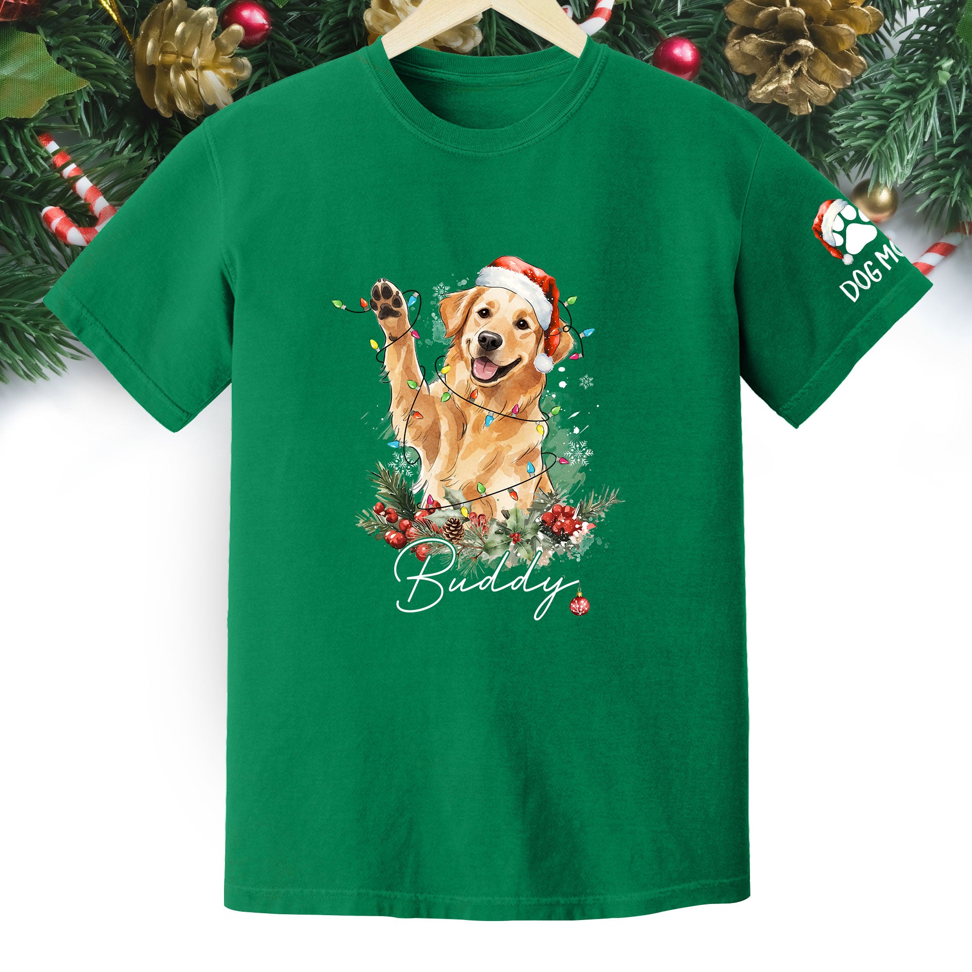 Custom Pet Photo T-Shirt – Personalized Dog Christmas Tee, Funny Gift for Dog Lovers