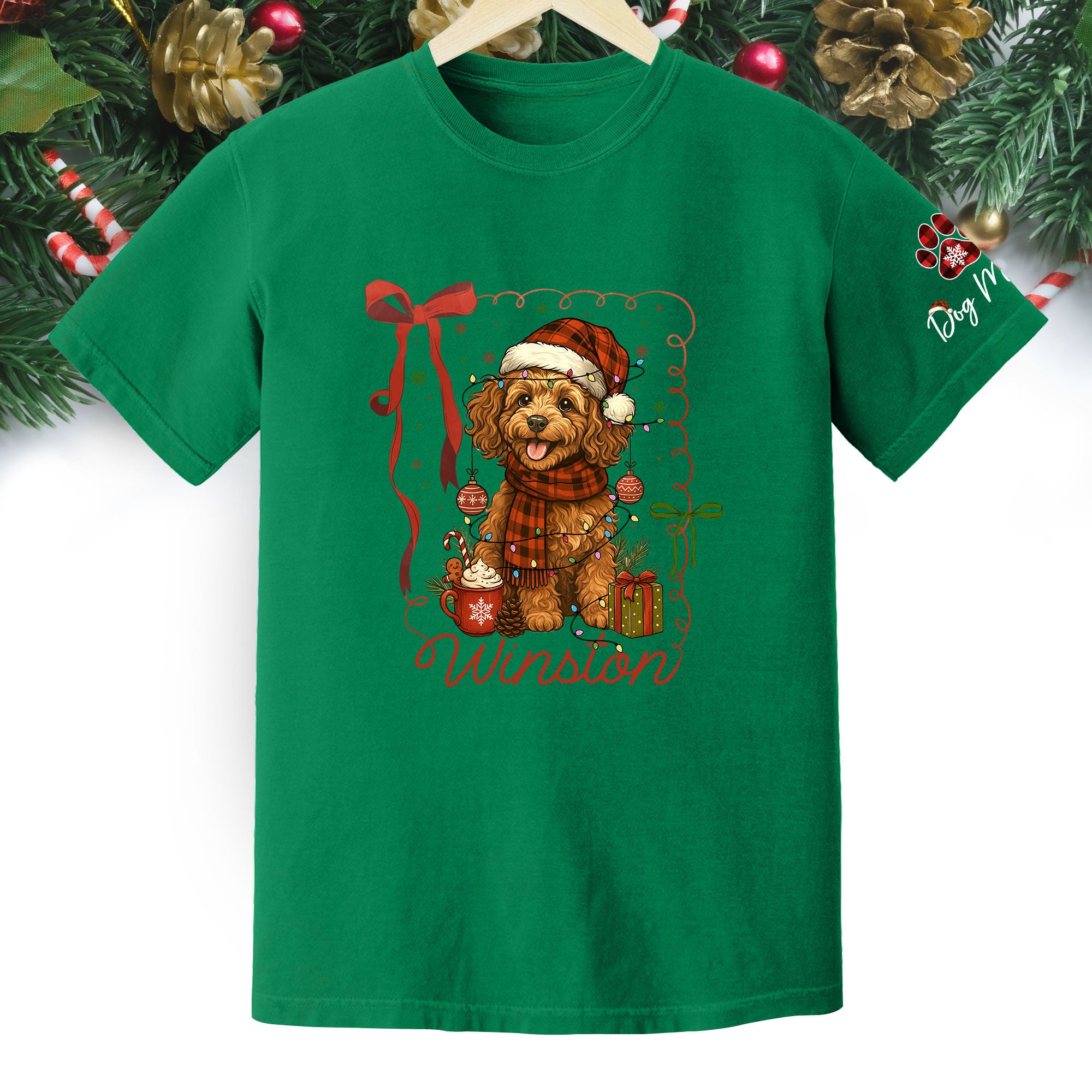 Dog Mom Christmas Shirt – Custom Pet Face T-Shirt, Personalized Holiday Gift Idea