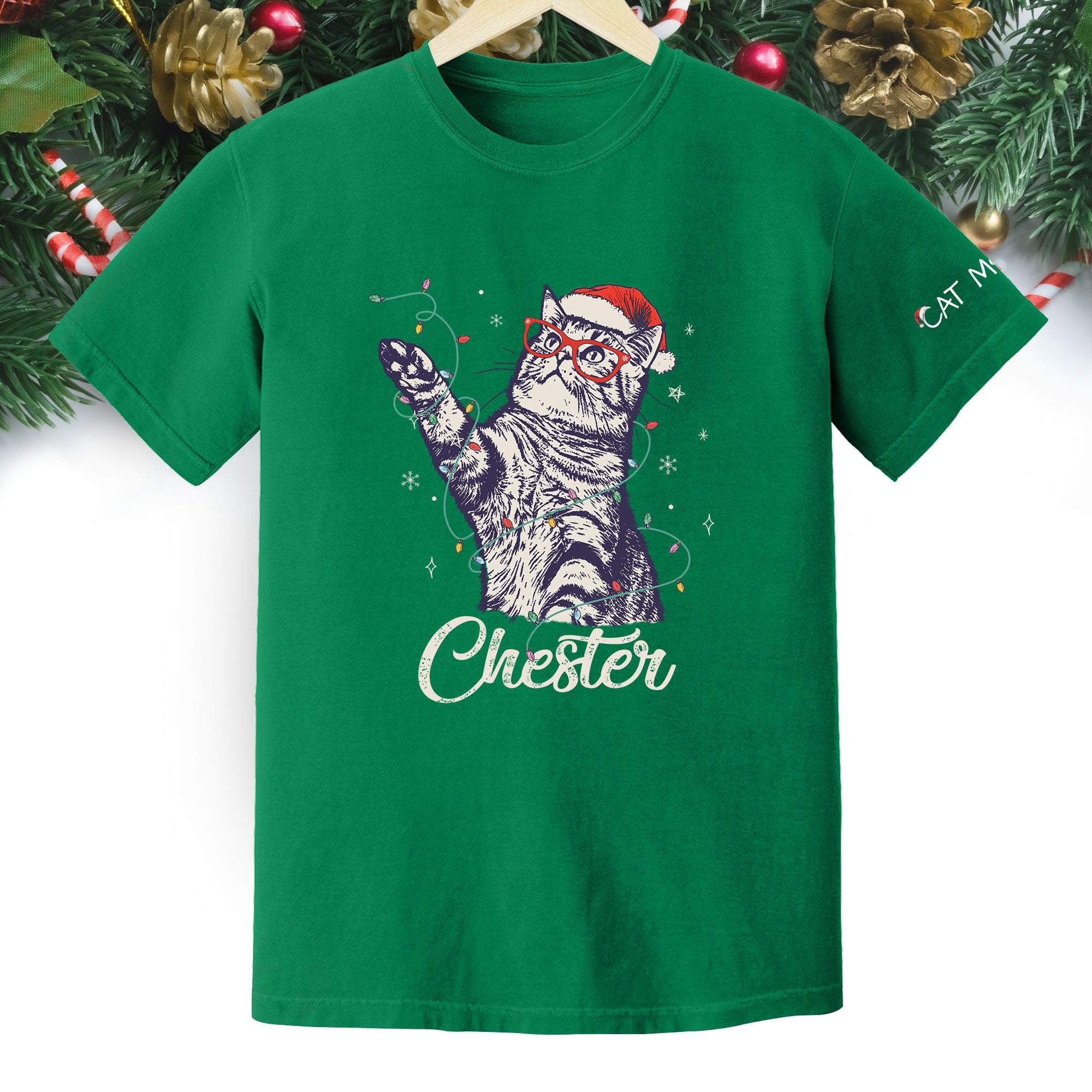 Personalized Cat Christmas Shirt – Custom Pet Photo T-Shirt, Holiday Gift for Cat Mom