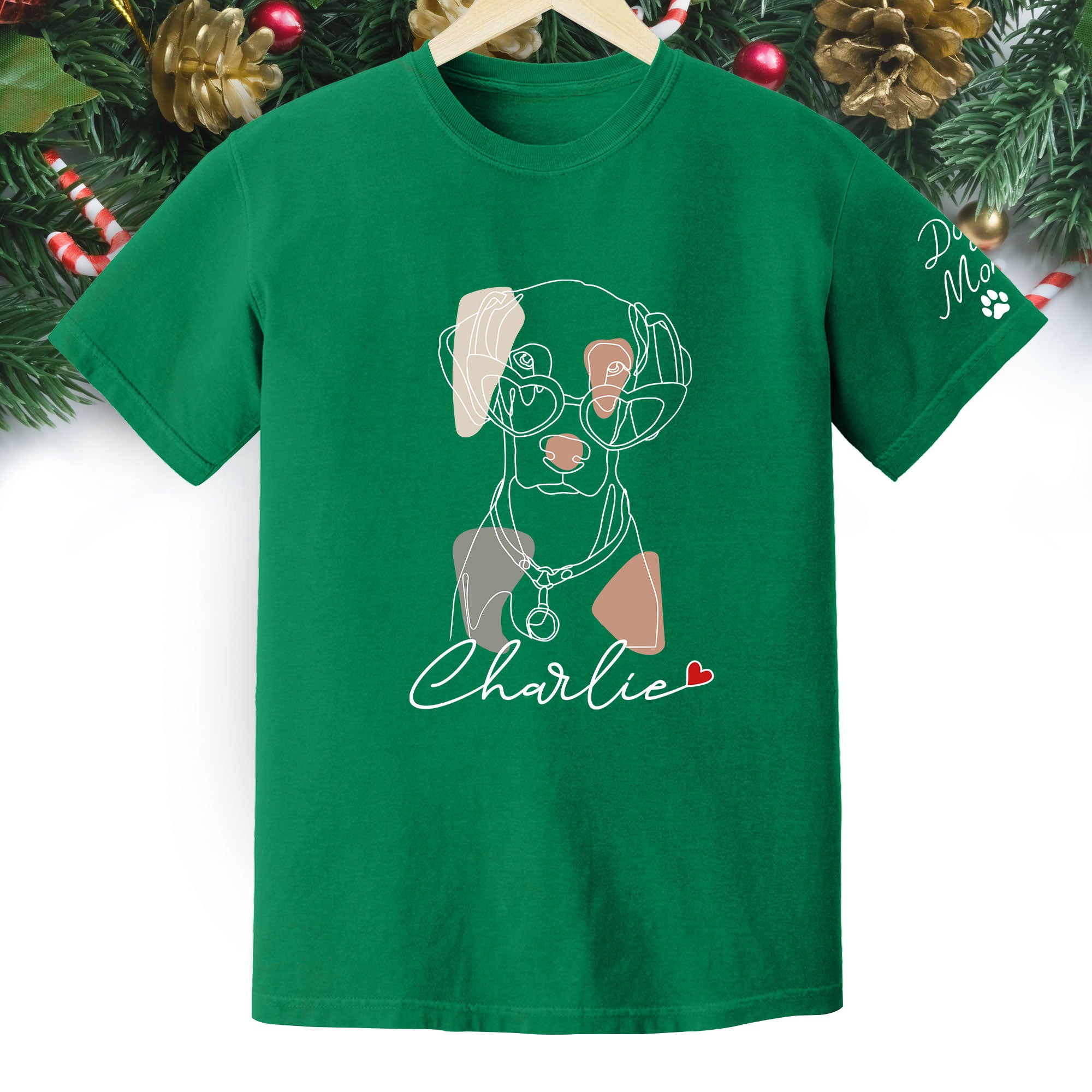 Christmas Dog Mom T-Shirt – Personalized Pet Photo Shirt, Custom Holiday Gift for Women
