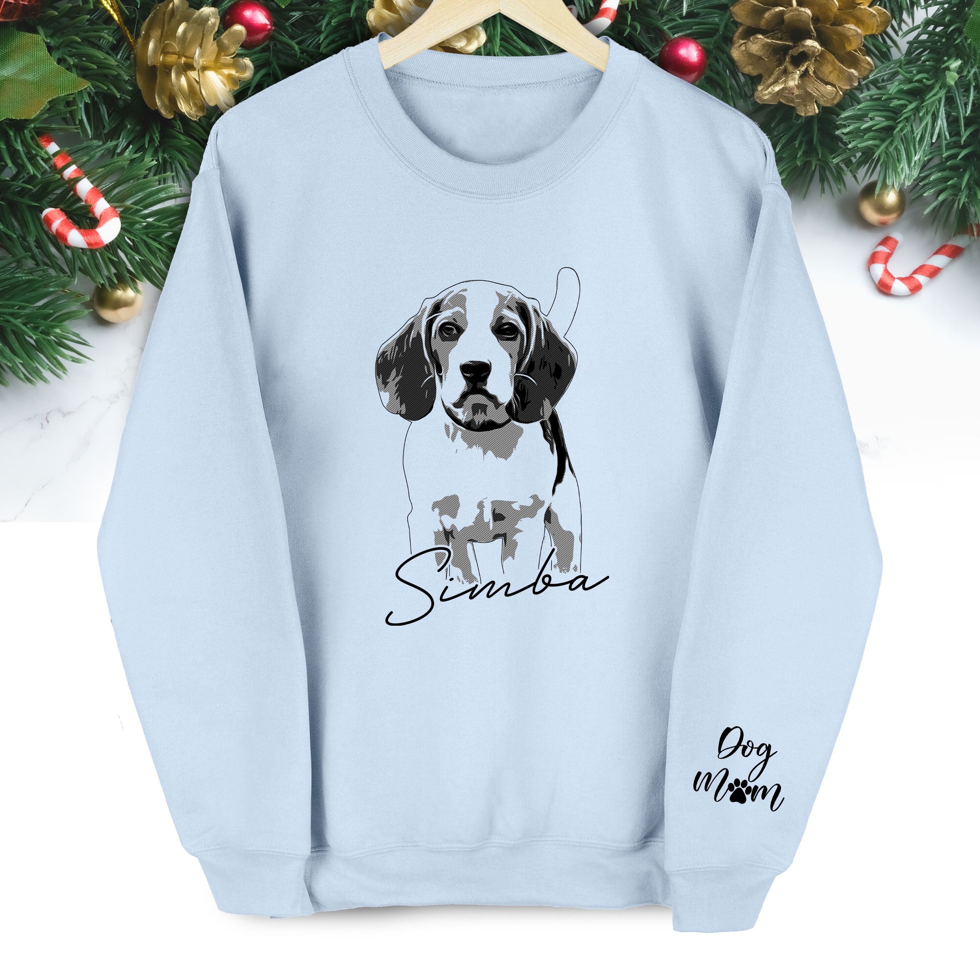 Custom Dog Lover Sweatshirt with Name & Sleeve Print – Cute Pet Portrait Gift