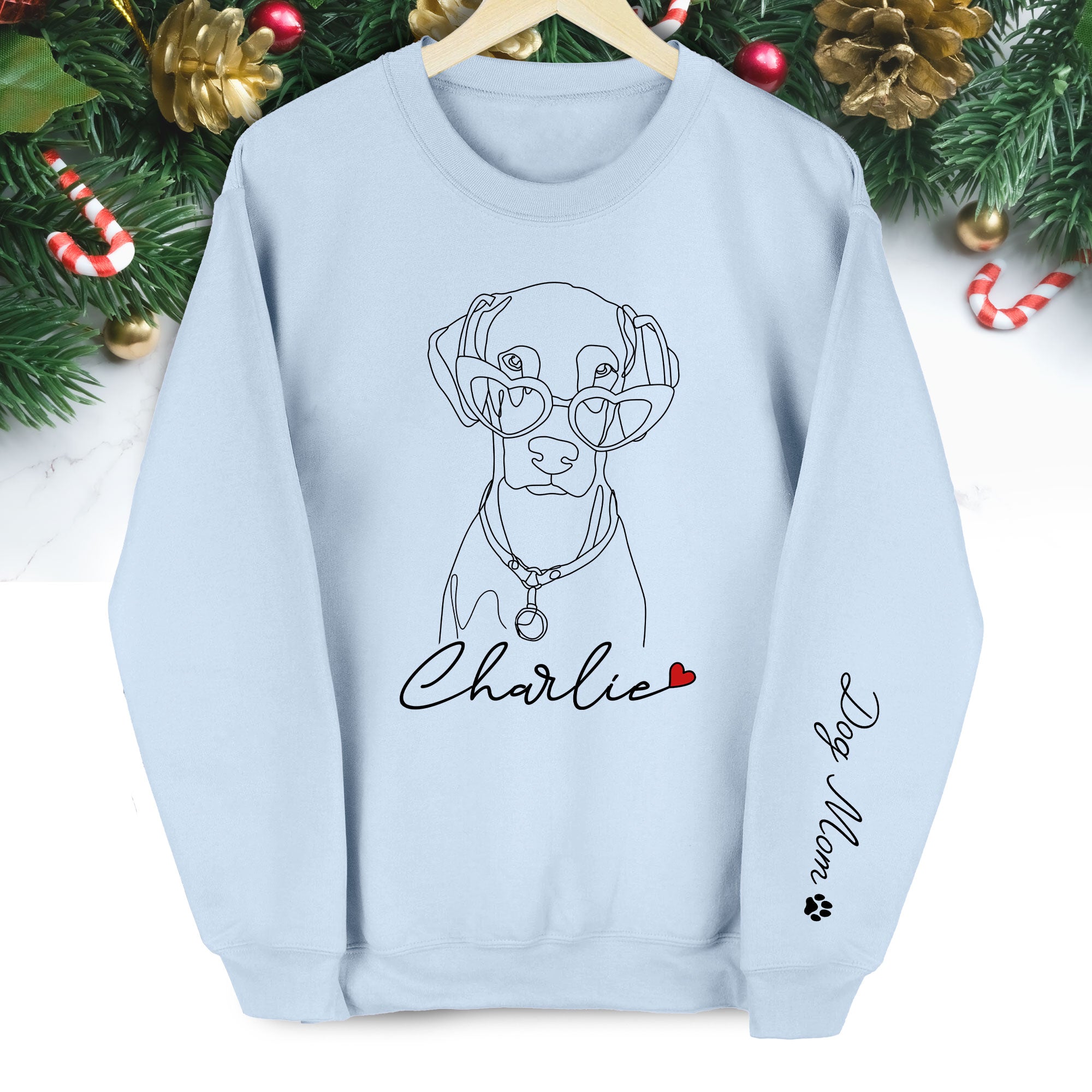 Custom Dog Sweatshirt for Dog Moms – Personalized with Your Pet’s Line Art