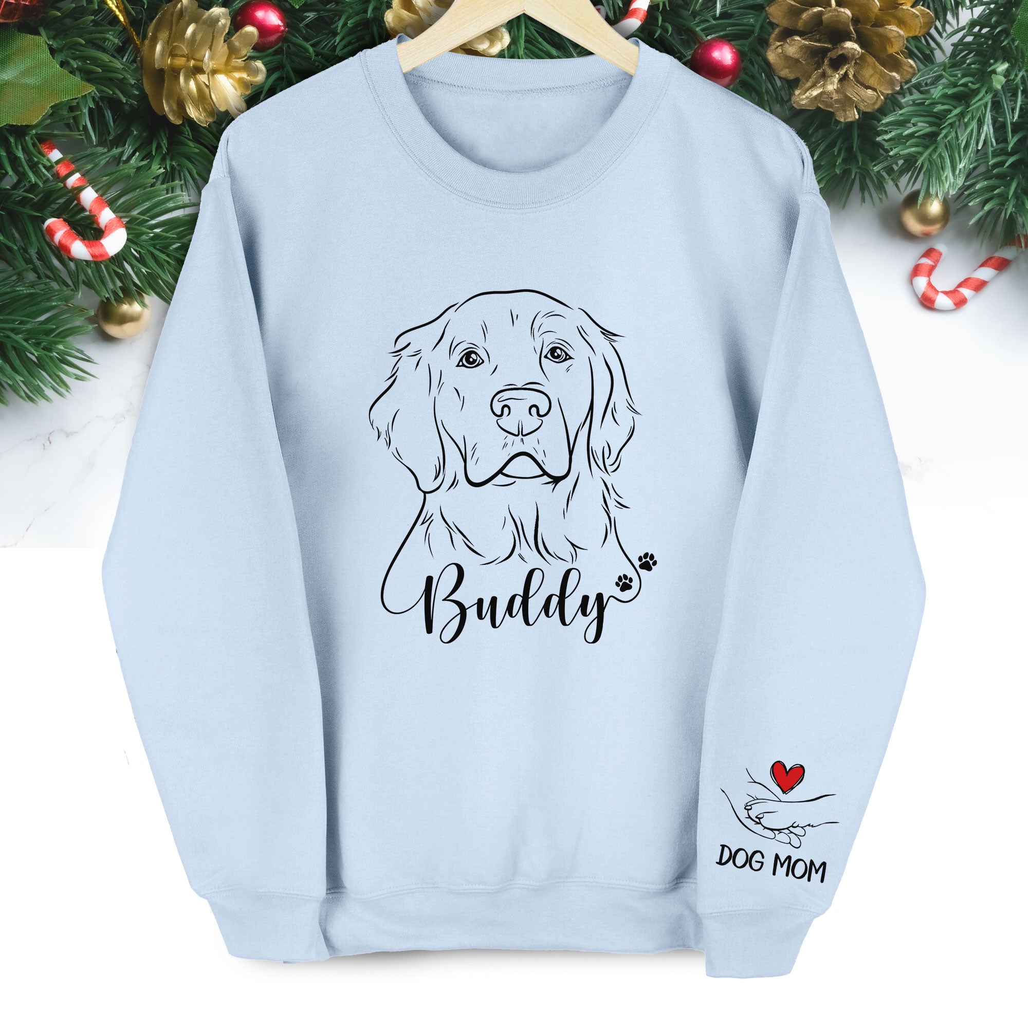 Custom Dog Mom Sweatshirt – Personalized Pet Photo Holiday Gift for Pet Lovers