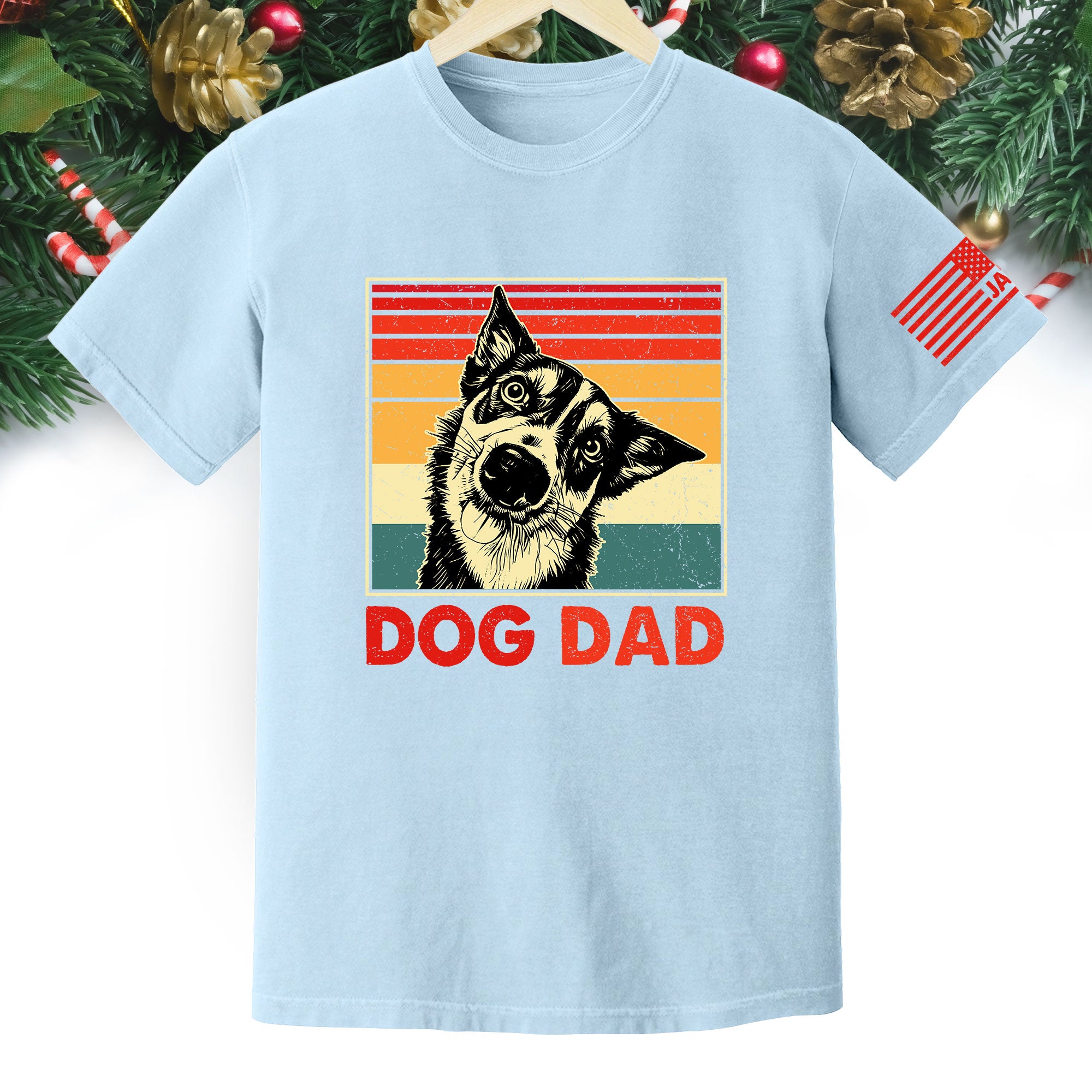 Custom Dog Dad T-Shirt – Personalized Pet Portrait Vintage Tee, Unique Gift for Dog Lovers