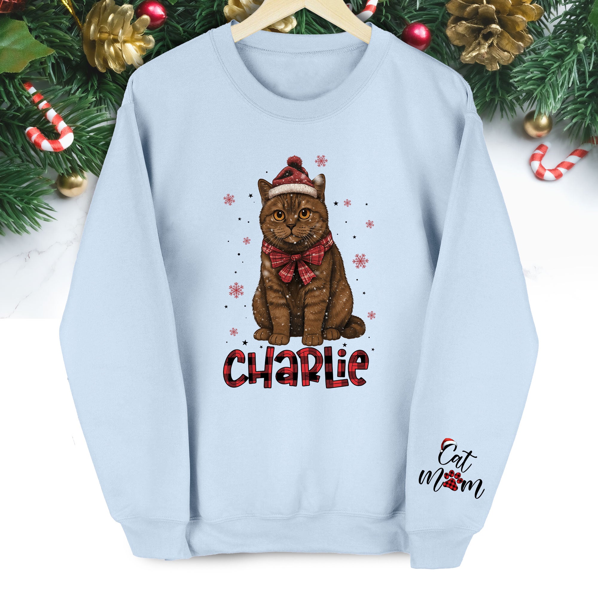 Personalized Cat Mom Sweatshirt  – Custom Christmas Sweatshirt