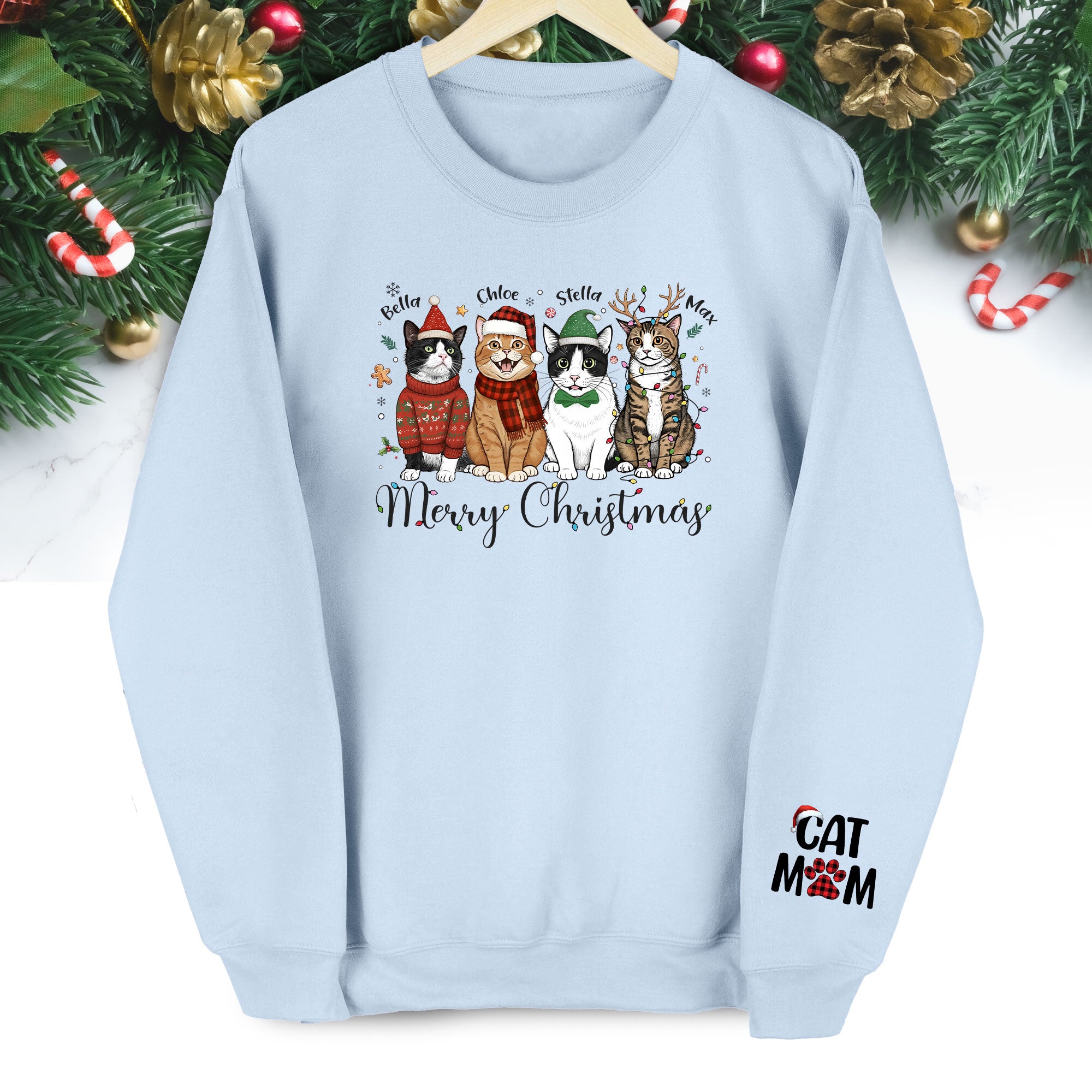 Custom Cat Mom Sweatshirt – Christmas Sweatshirt  for Women