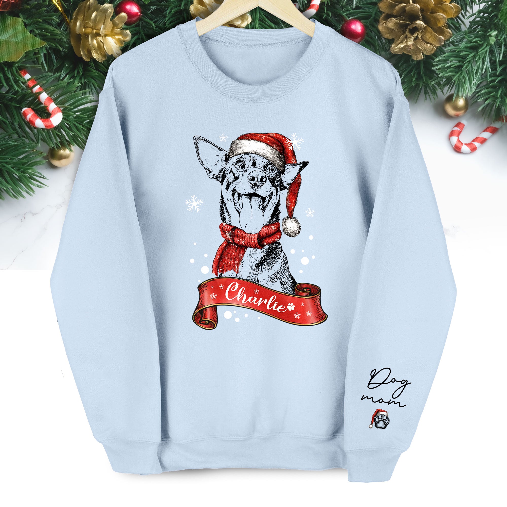 Personalized Dog Mom Sweatshirt, Dog Mom Gift, Christmas Sweatshirts For Women