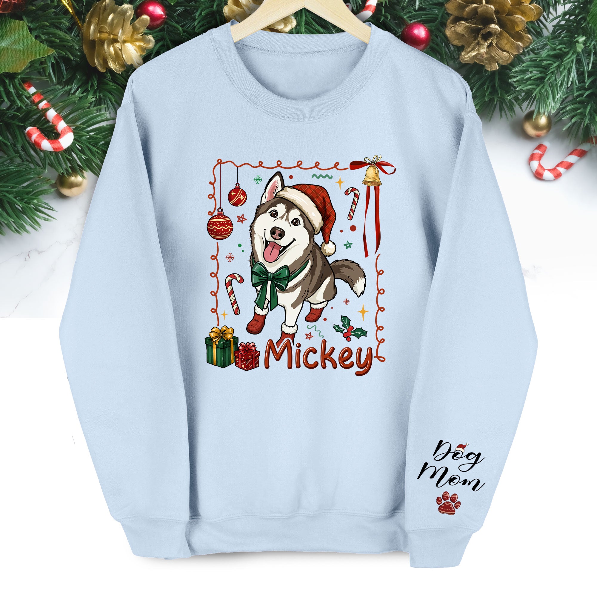 Personalized Dog Mom Sweatshirt – Custom Christmas Sweatshirt for Women