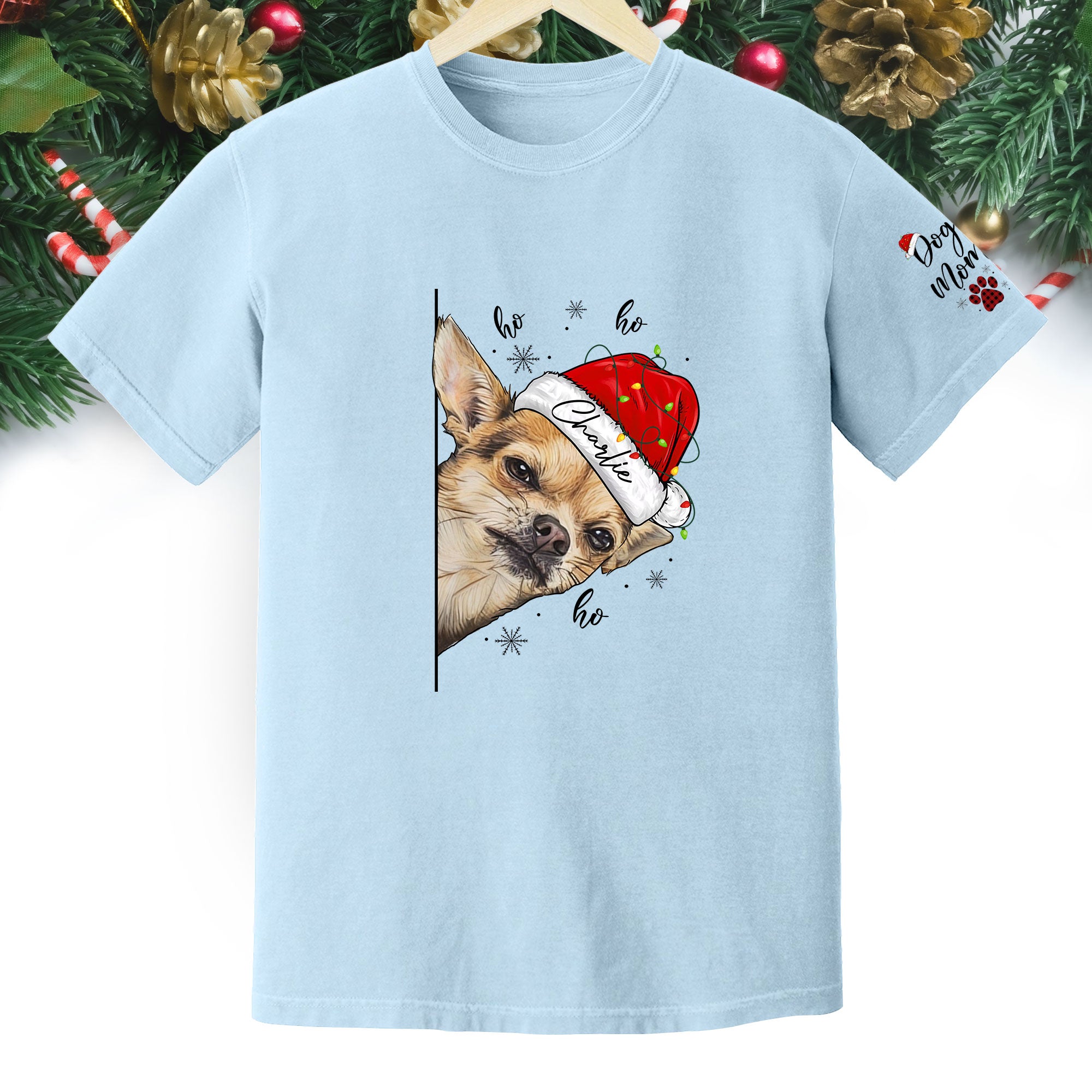 Custom Pet T-Shirt – Personalized Dog Photo Shirt, Christmas Gift for Women Dog Mom