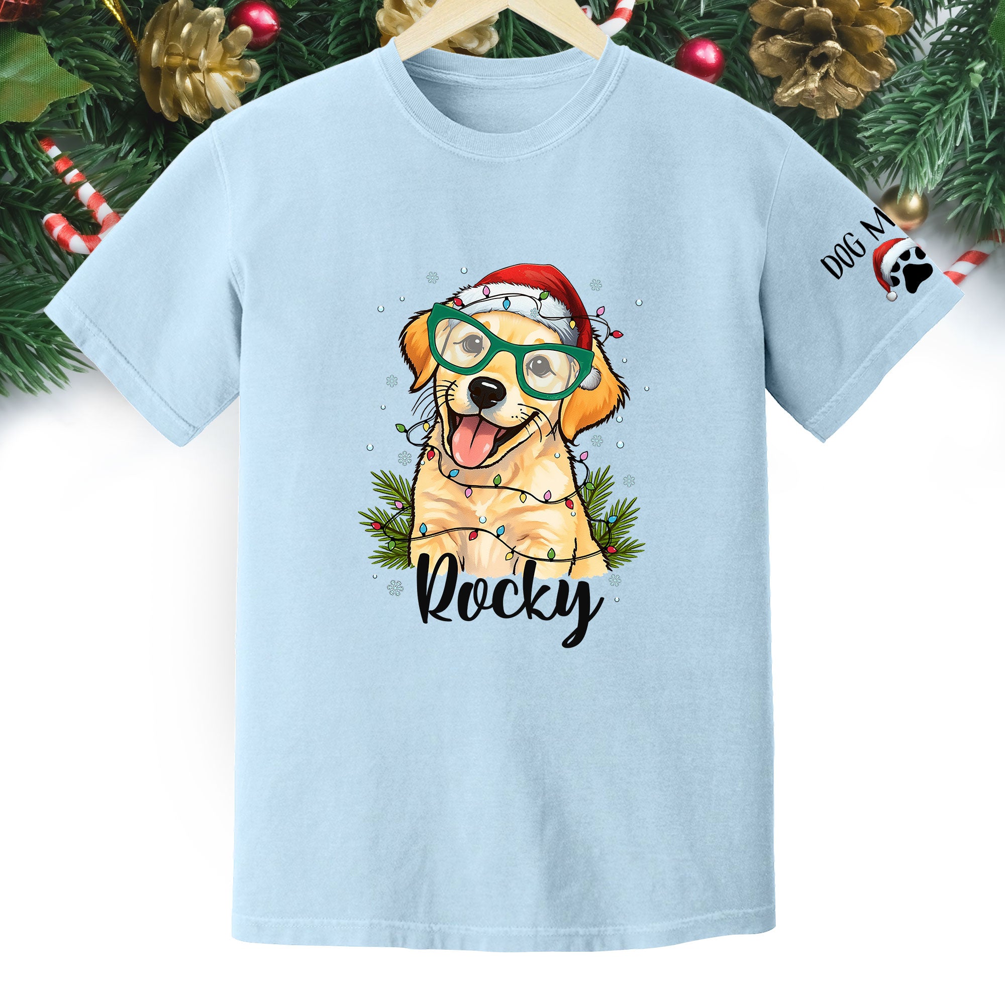 Custom Pet Christmas Shirt – Personalized Dog T-Shirt, Cute Holiday Gift for Pet Lovers