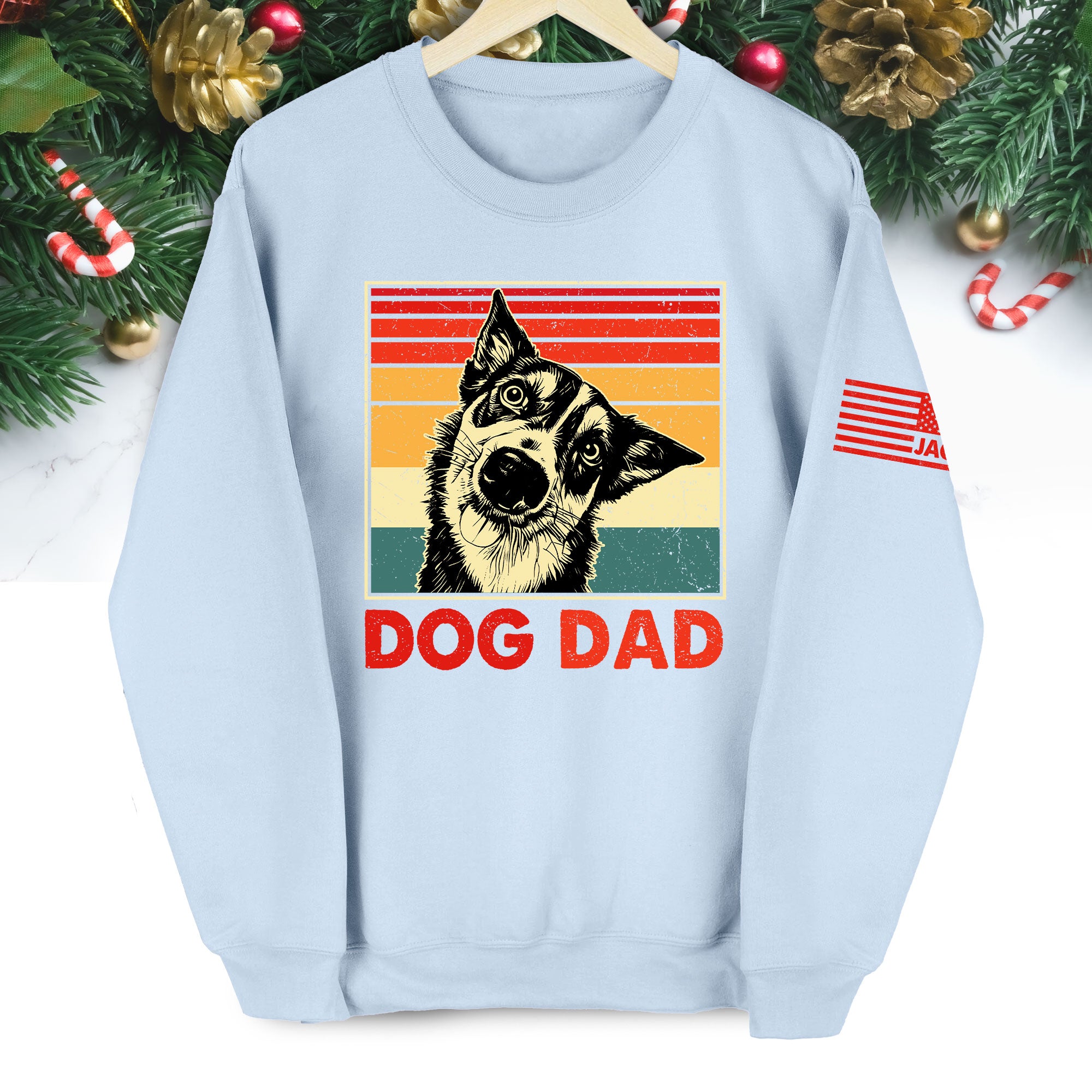 Personalized Dog Dad Sweatshirt – Custom Retro Dog Art, Perfect Gift for Dog Lovers