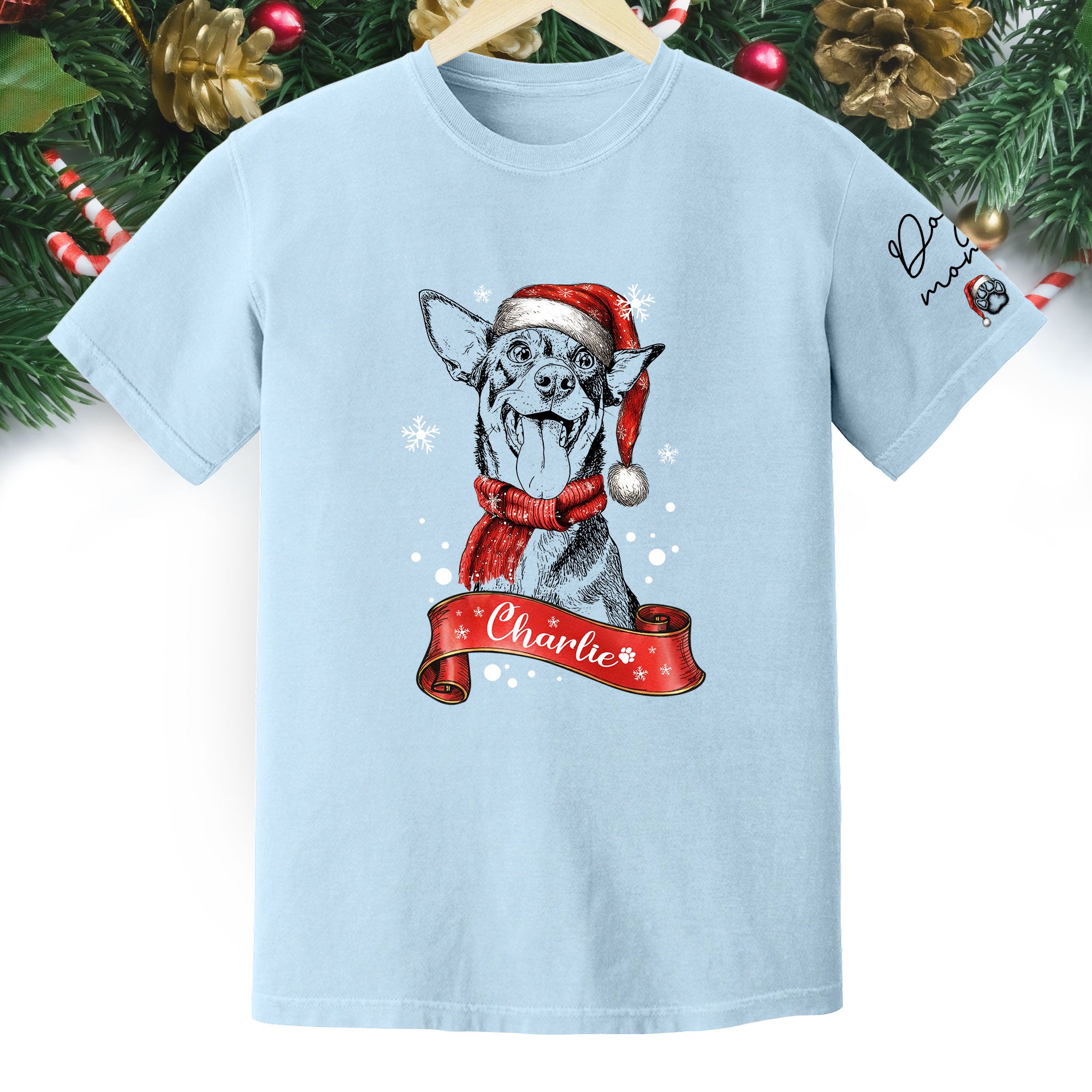 Christmas Dog T-Shirt – Custom Pet Photo Shirt, Funny Personalized Gift for Pet Lover