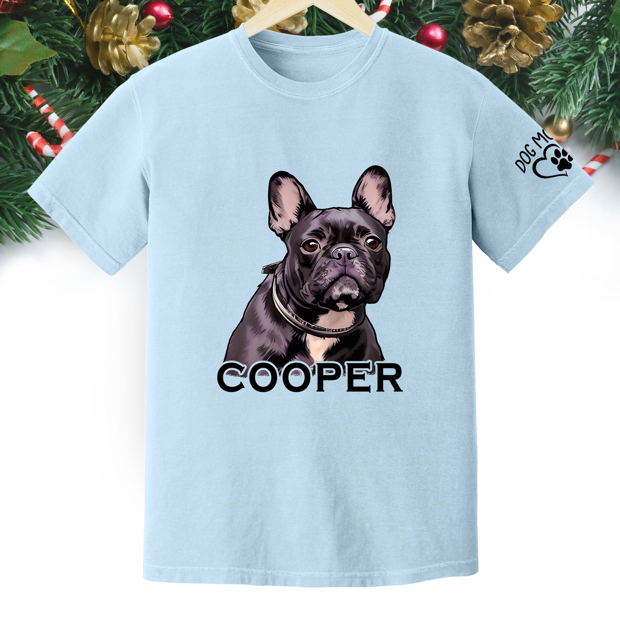 Custom Dog Mom T-Shirt – Personalized Pet Portrait & Name, Cute Dog Lover Gift