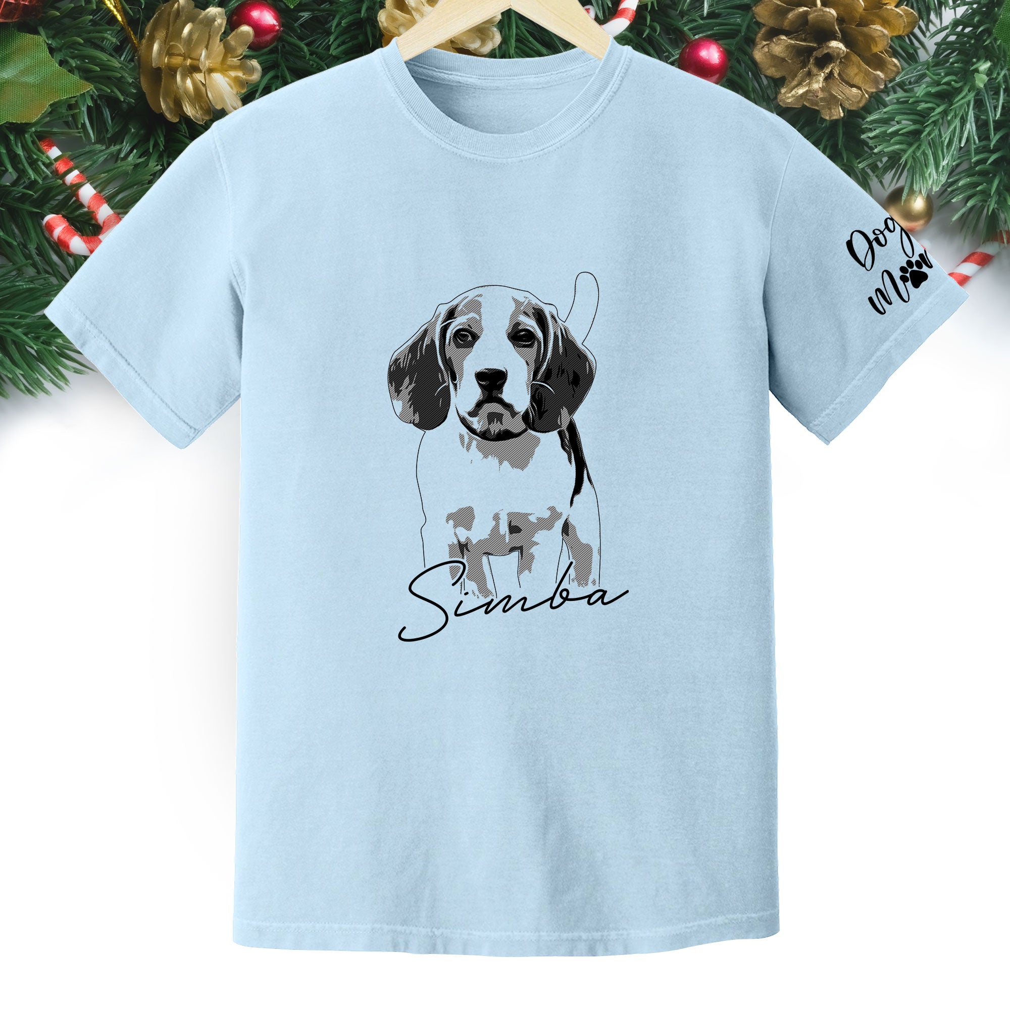 Custom Dog Lover T-Shirt with Name & Sleeve Print – Personalized Pet Graphic Tee