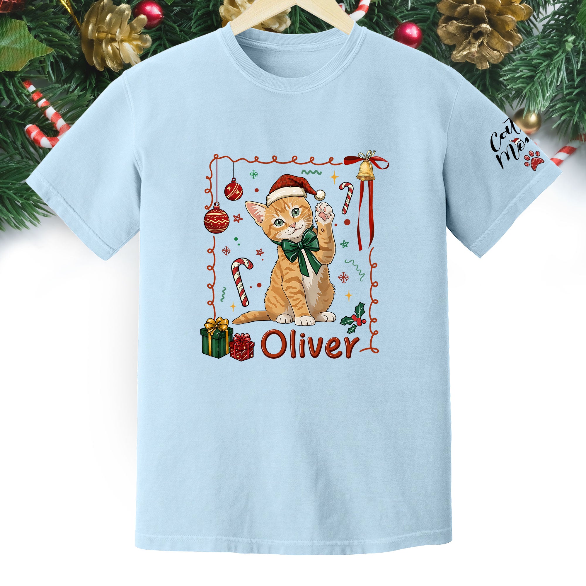 Personalized Cat Mom Shirt, Custom Cat Mom Shirt, Christmas Shirts For Women