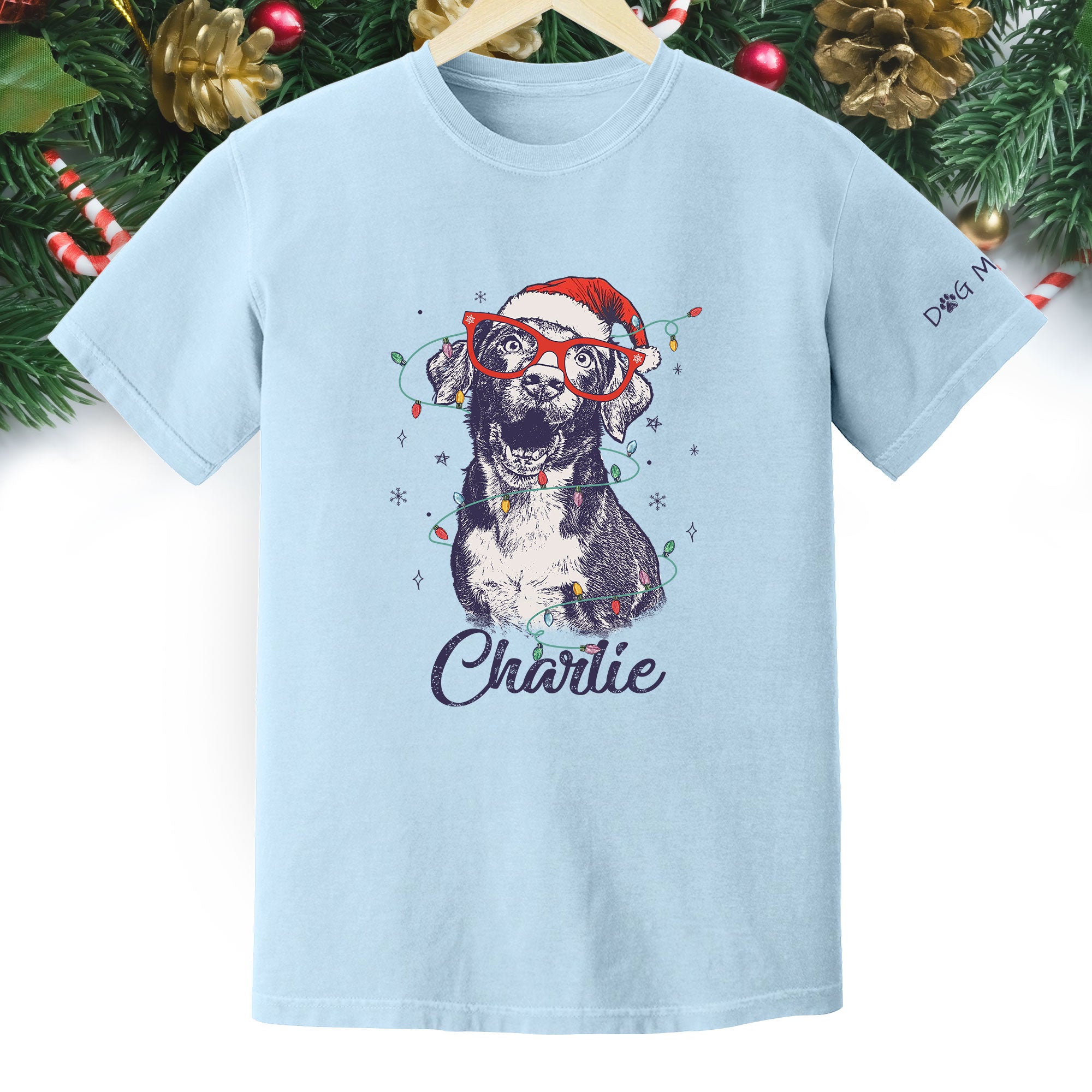 Personalized Dog Christmas Shirt – Custom Pet Photo Tee, Holiday Gift for Dog Mom