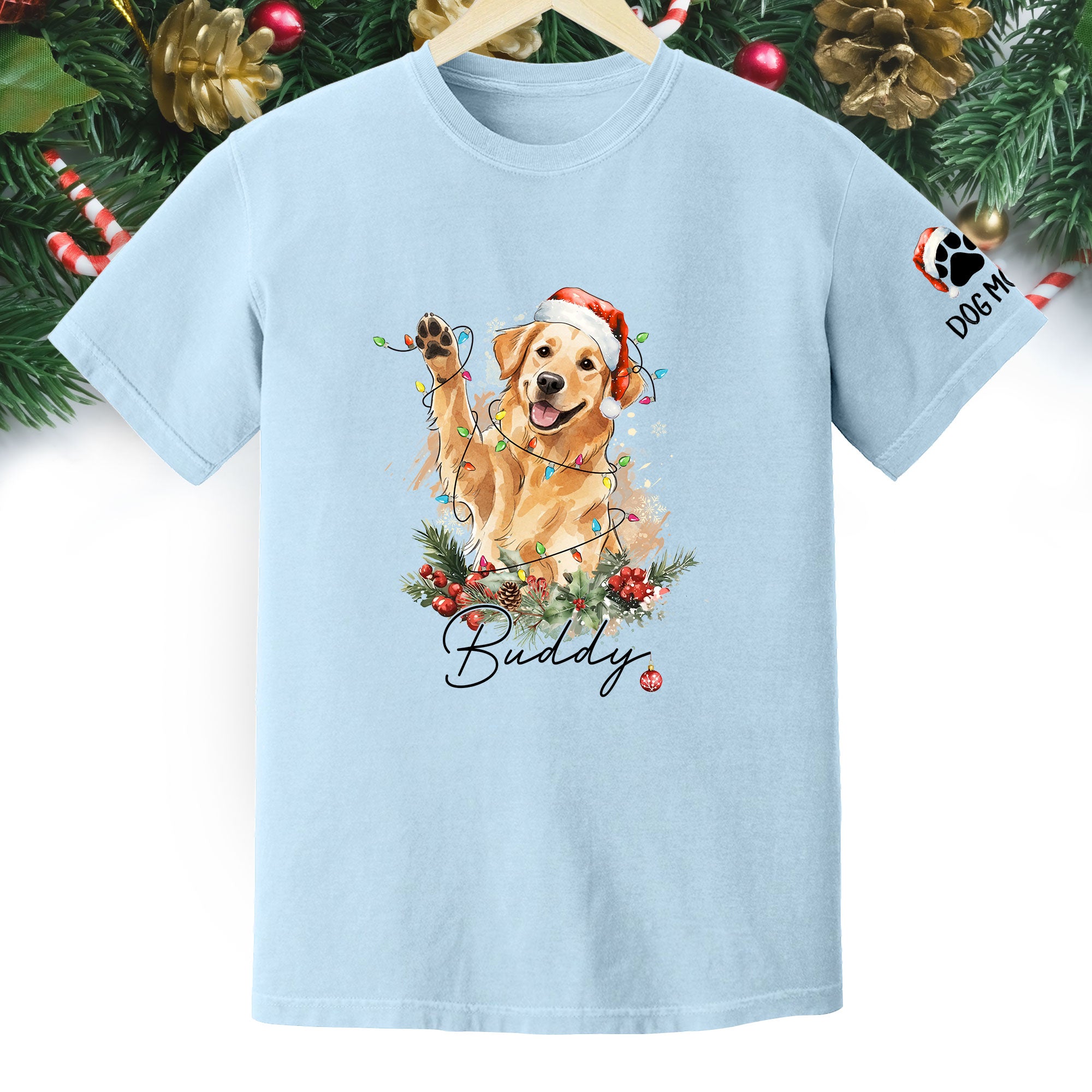 Custom Pet Photo T-Shirt – Personalized Dog Christmas Tee, Funny Gift for Dog Lovers