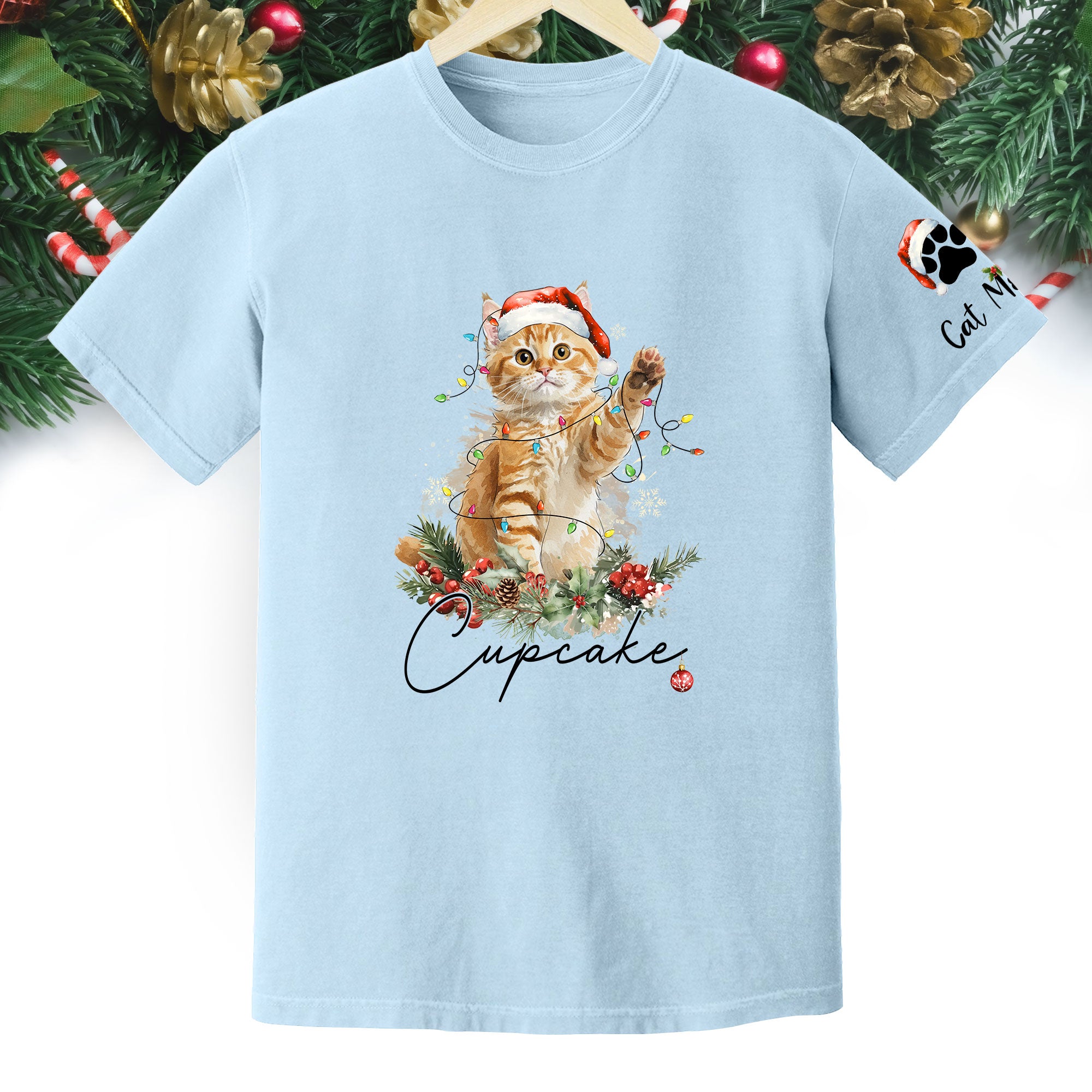 Custom Cat Lover T-Shirt – Personalized Pet Photo Christmas Shirt, Cute Gift for Pet Lovers
