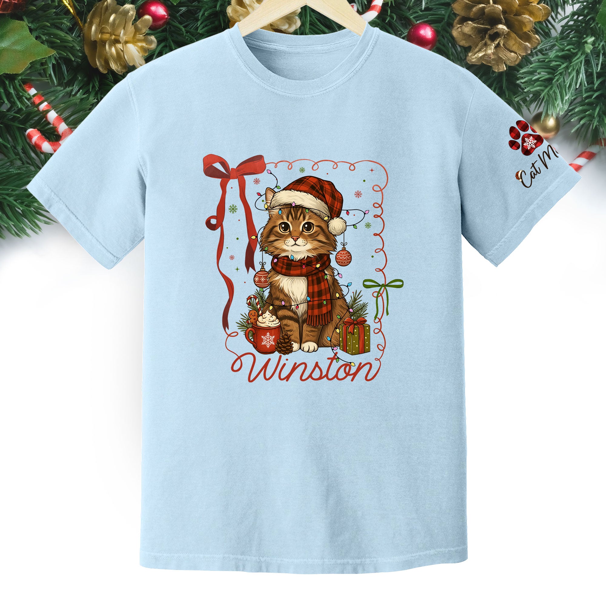 Custom Pet Christmas Shirt – Personalized Cat Photo Tee, Funny Holiday Gift for Pet Lovers