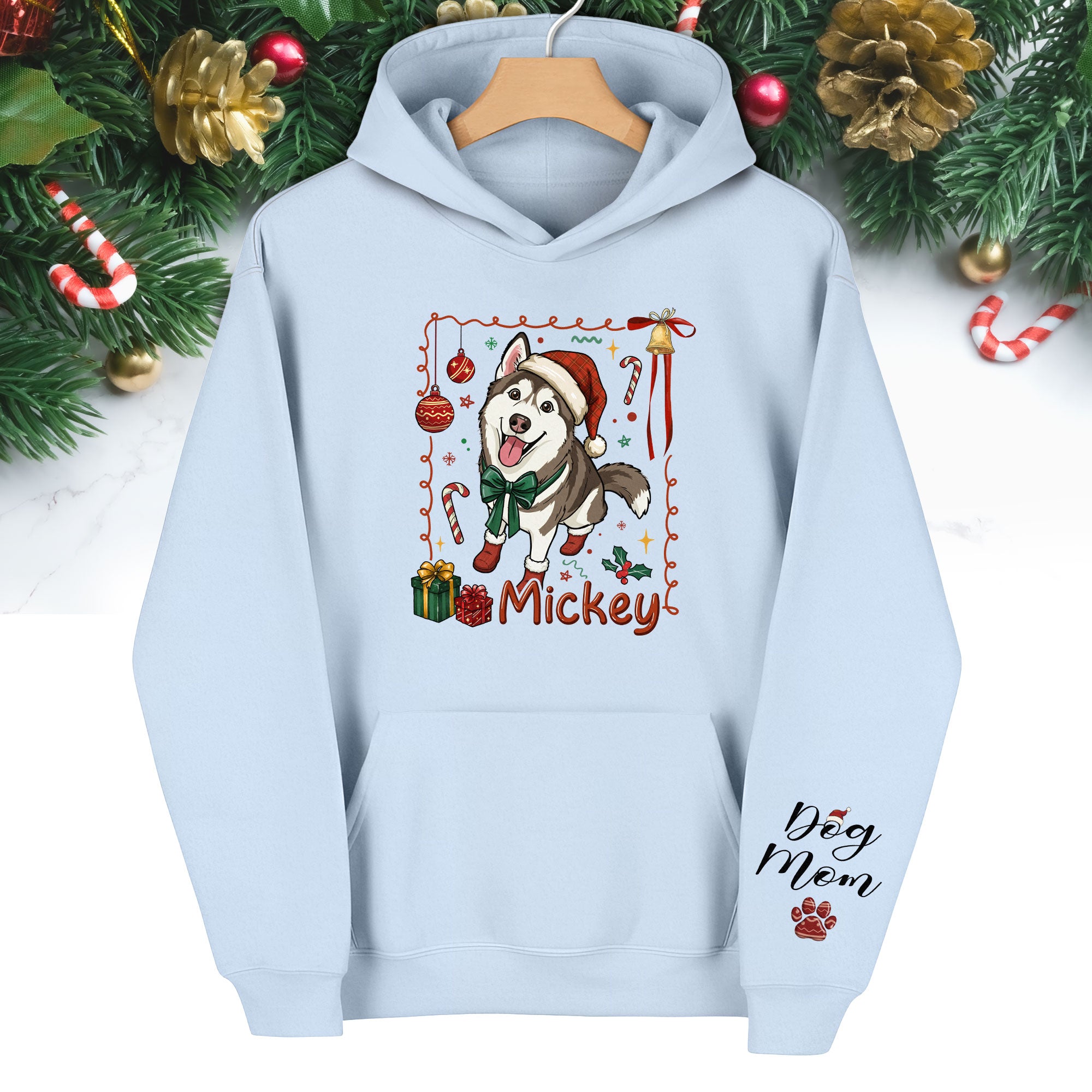 Custom Dog Christmas Hoodie – Personalized Pet Photo Gift for Dog Moms