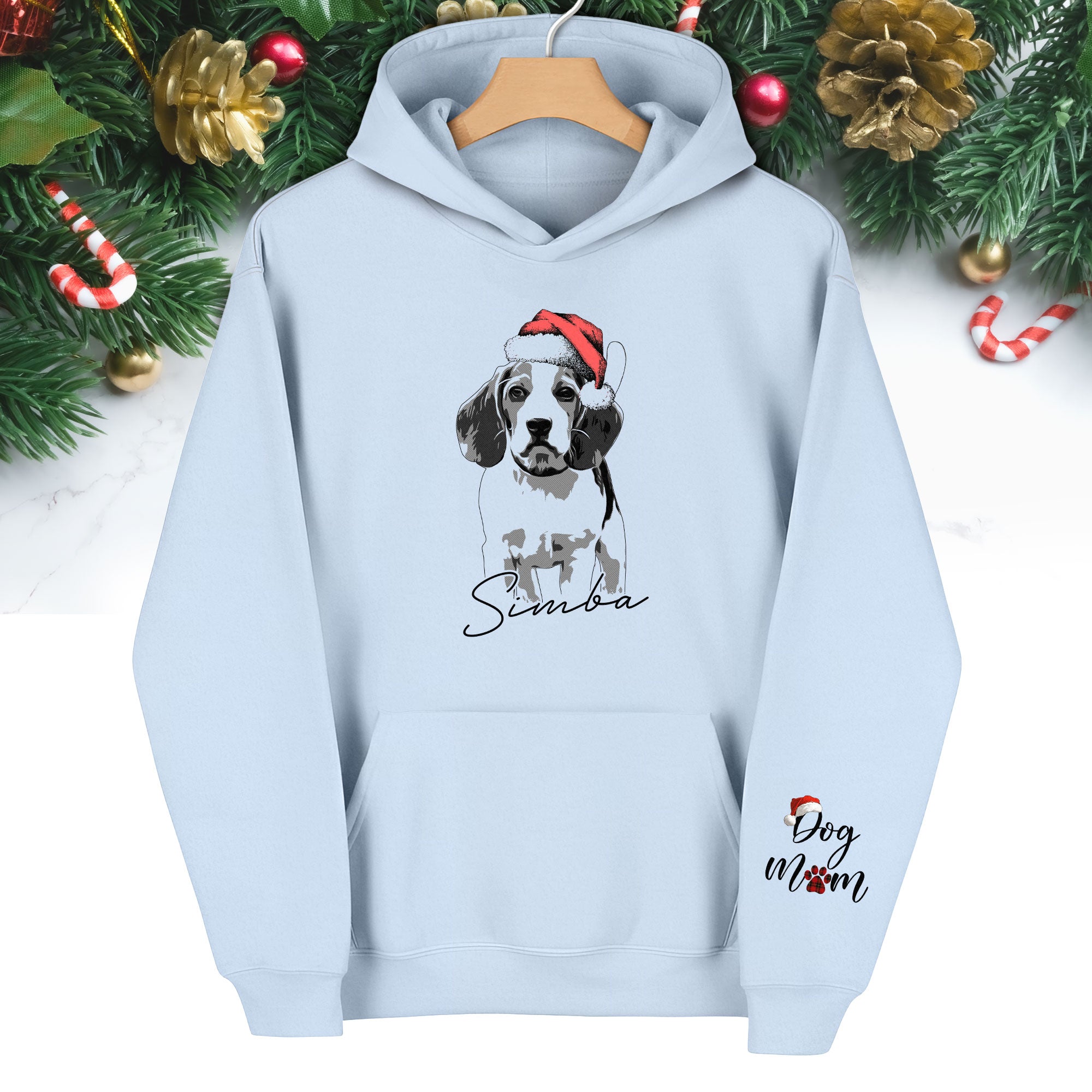 Custom Pet Photo Hoodie – Personalized Dog Hoodie with Christmas Design for Dog Lovers