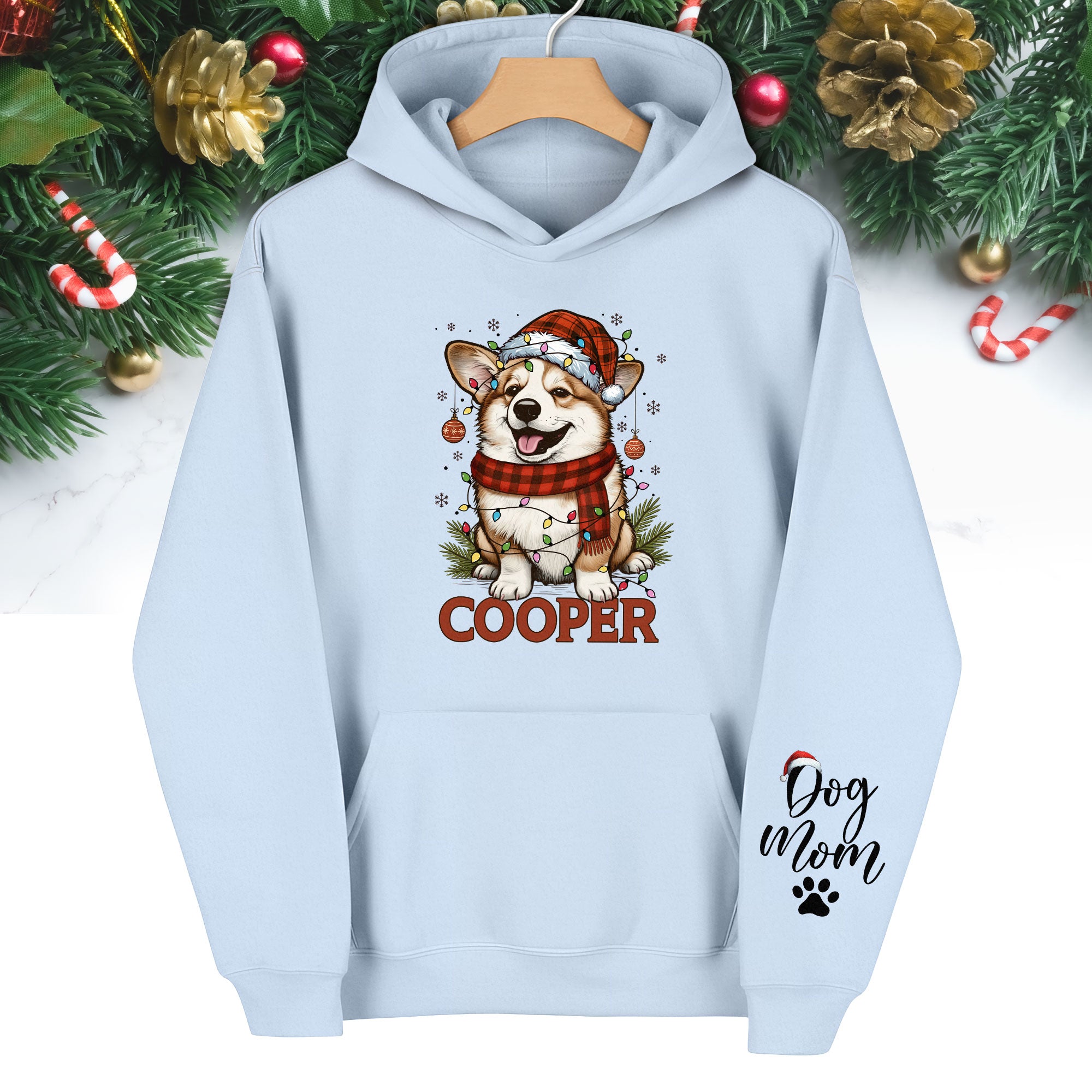Custom Dog Mom Hoodie – Personalized Pet Photo Christmas Hoodie, Cute Gift for Dog Lovers