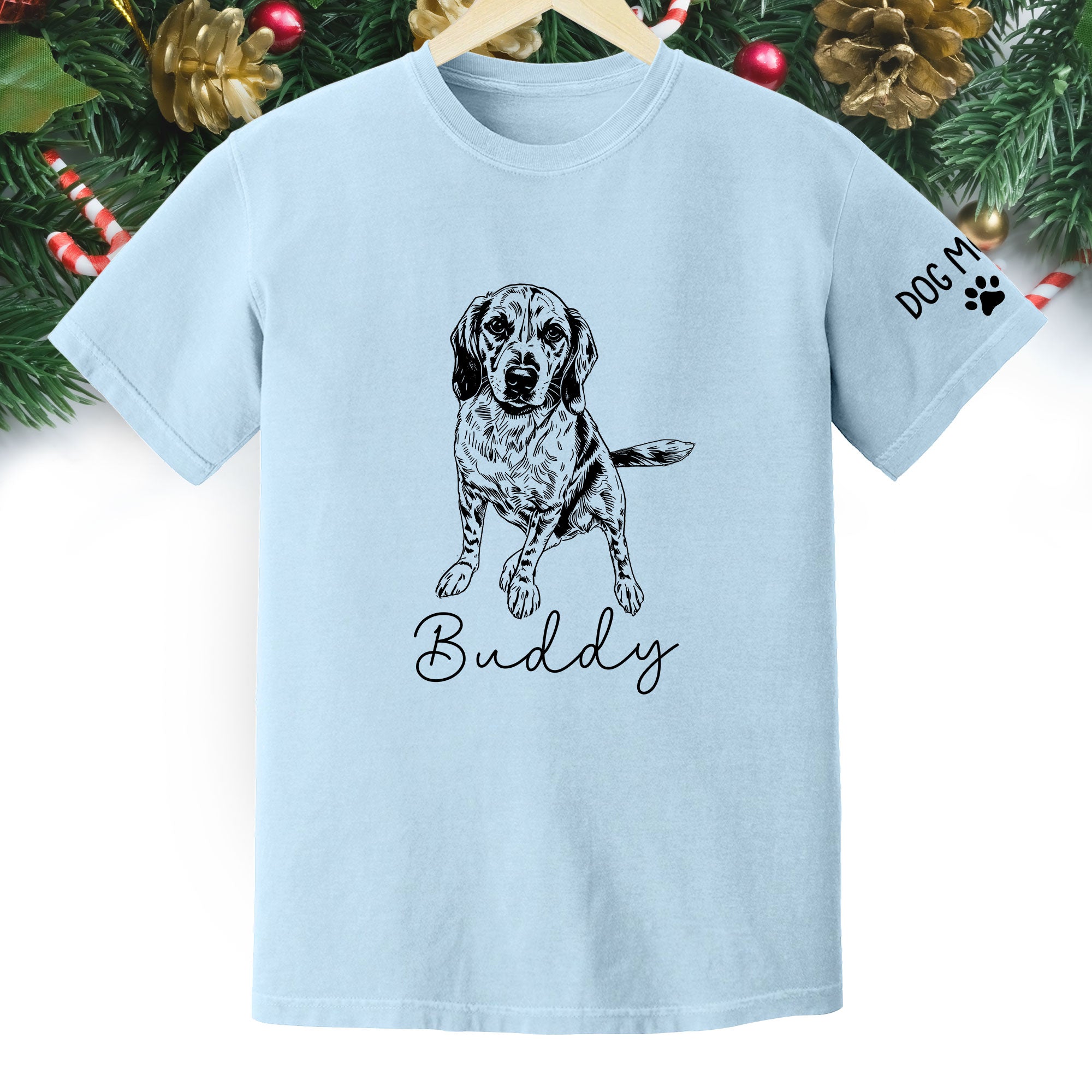 Personalized Dog Mom T-Shirt, Custom Dog Line Art Tee with Pet Name, Unique Gift for Dog Lovers