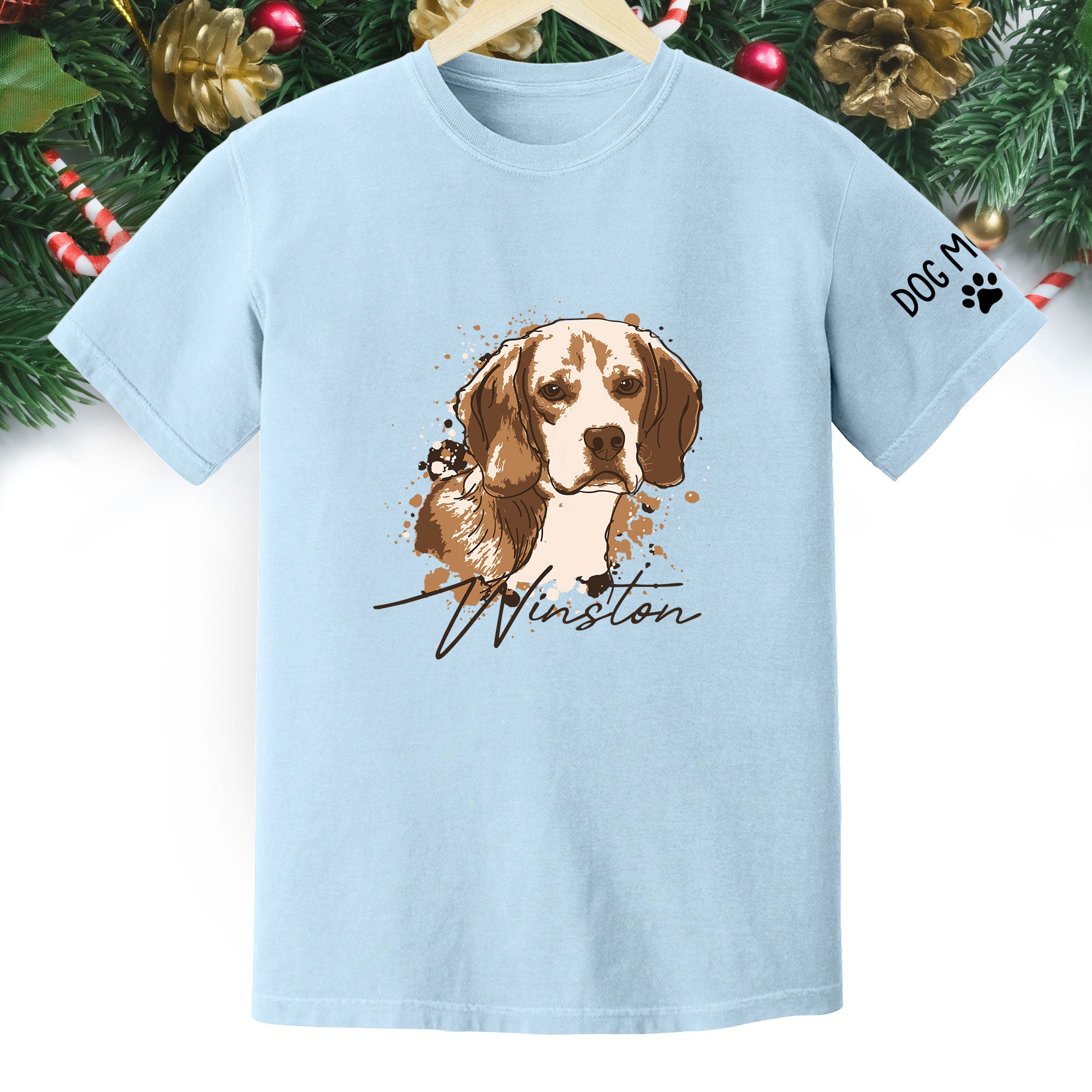Personalized Dog Mom T-Shirt – Custom Dog Portrait Shirt with Pet Photo & Name, Unique Gift for Pet Lovers