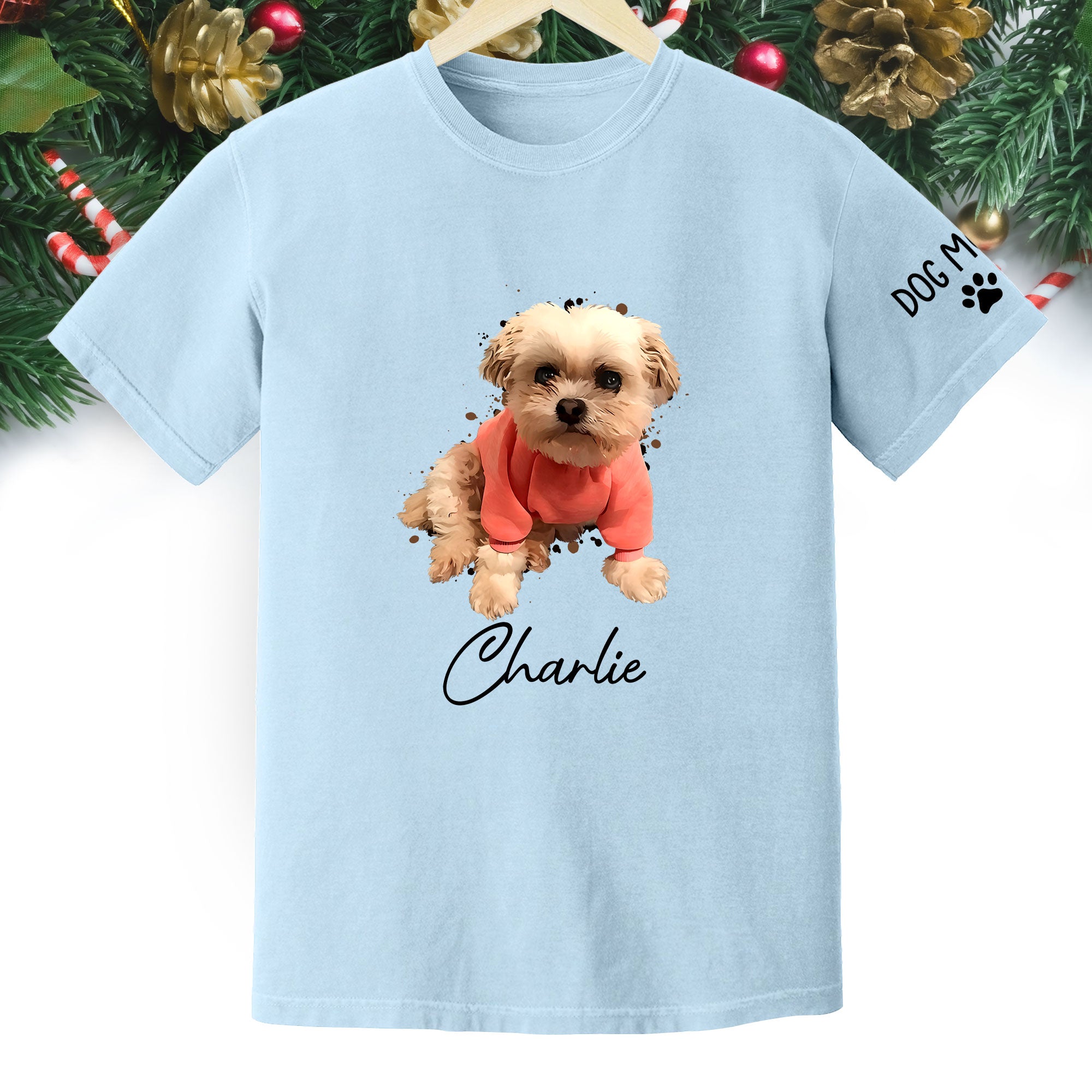 Personalized Dog Mom T-Shirt – Custom Dog Photo Shirt with Pet Name, Cute Gift for Pet Lovers